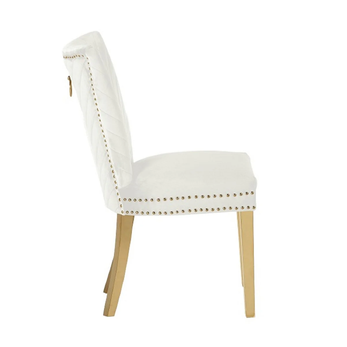 Galaxy Home Eva Gold Legs Dining Chair (Set of 2) in Beige - Image 3