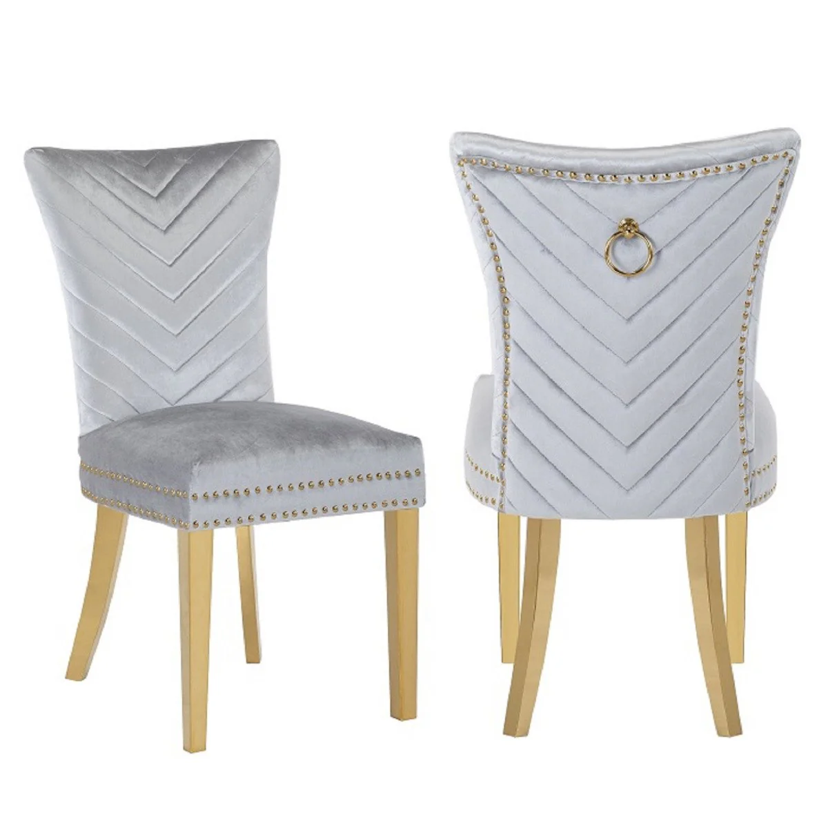 Galaxy Home Eva Gold Legs Dining Chair (Set of 2) in Silver