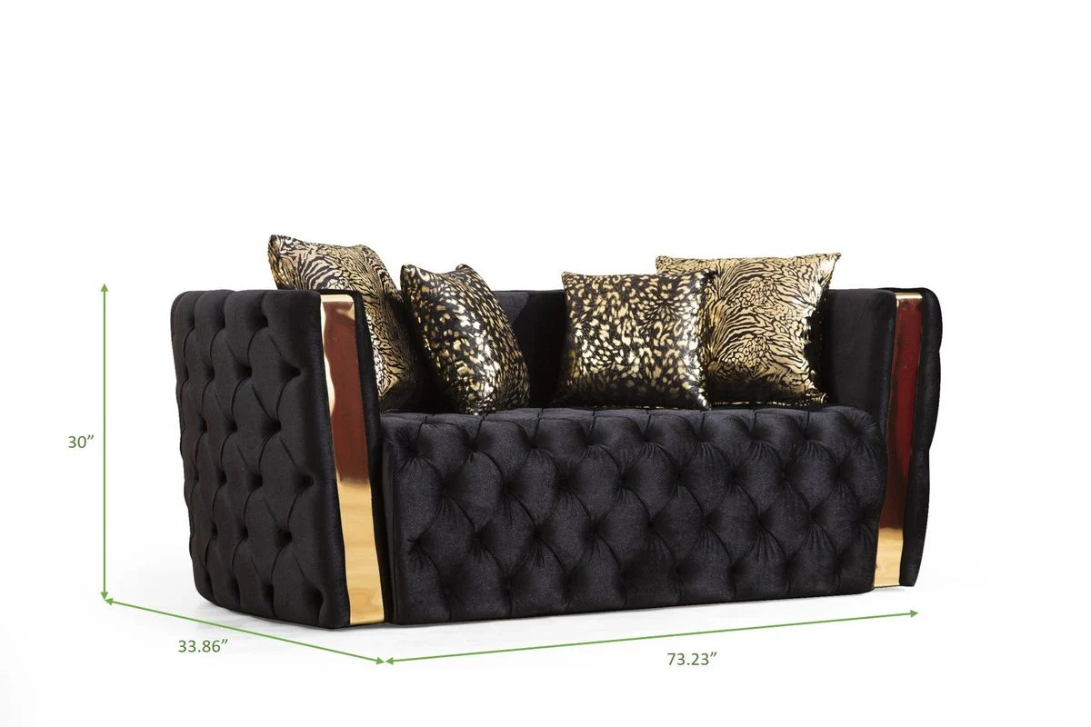 Galaxy Home Naomi Loveseat in Black - Image 3