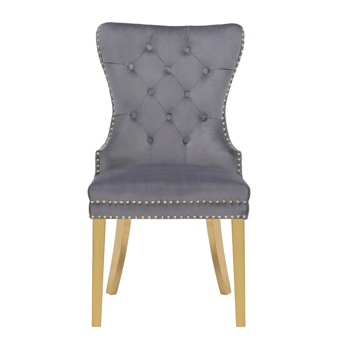 Galaxy Home Simba Gold Legs Dining Chair (Set of 2) in Grey - Image 3