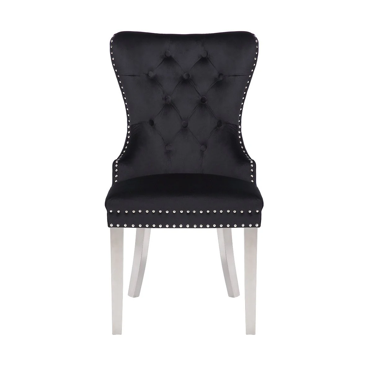 Galaxy Home Simba Stainless Steel Legs Dining Chair (Set of 2) in Black - Image 3
