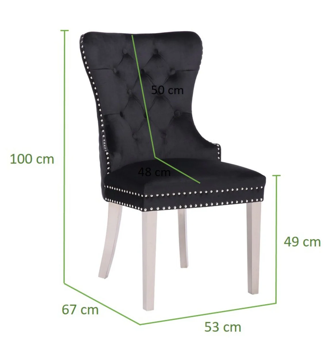 Galaxy Home Simba Stainless Steel Legs Dining Chair (Set of 2) in Black - Image 4