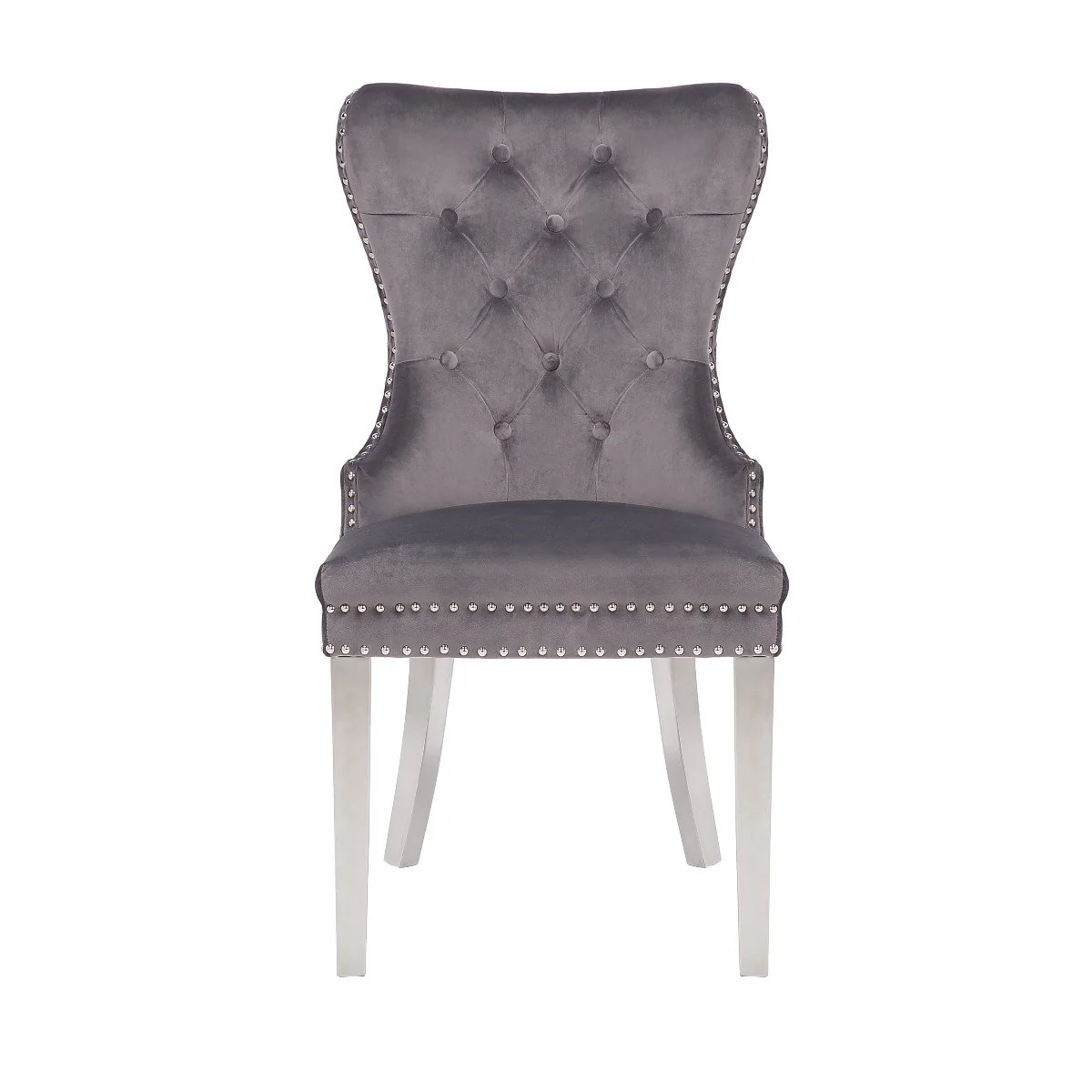 Galaxy Home Simba Stainless Steel Legs Dining Chair (Set of 2) in Grey - Image 2