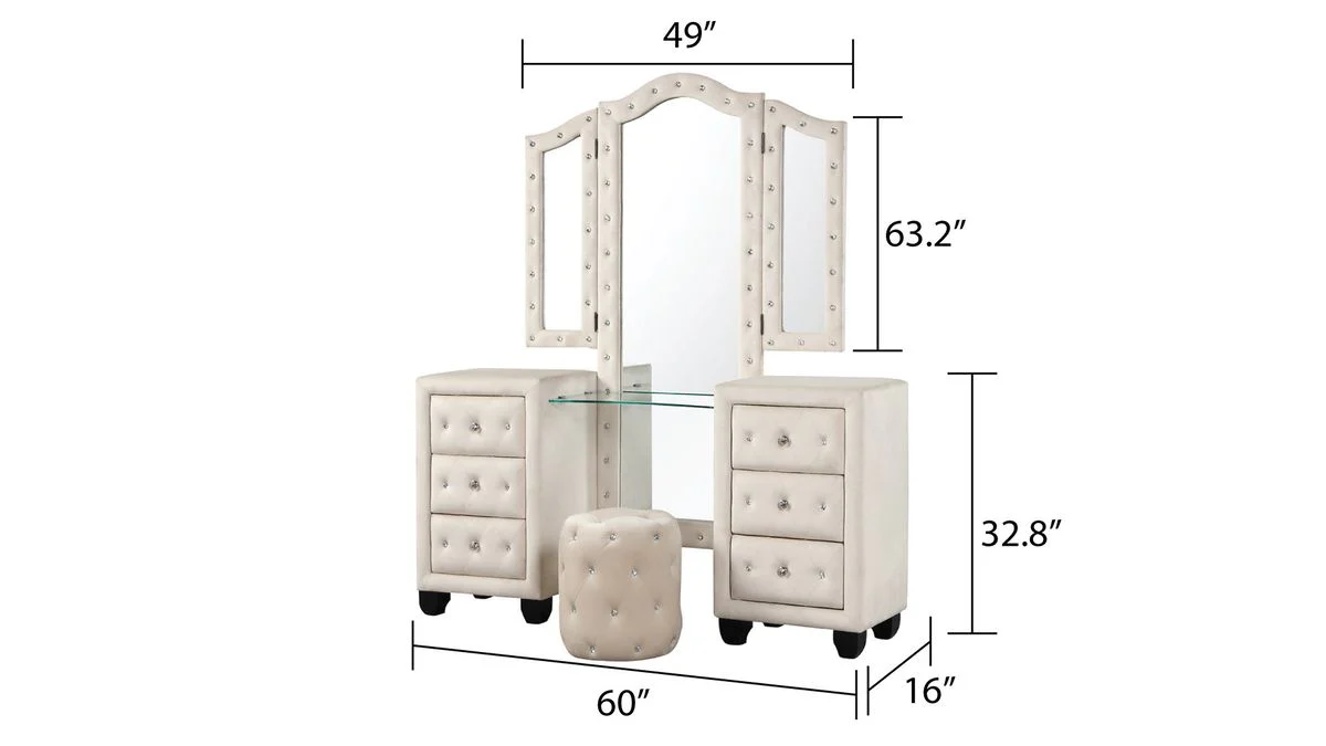 Galaxy Home Sophia Vanity in Cream - Image 2