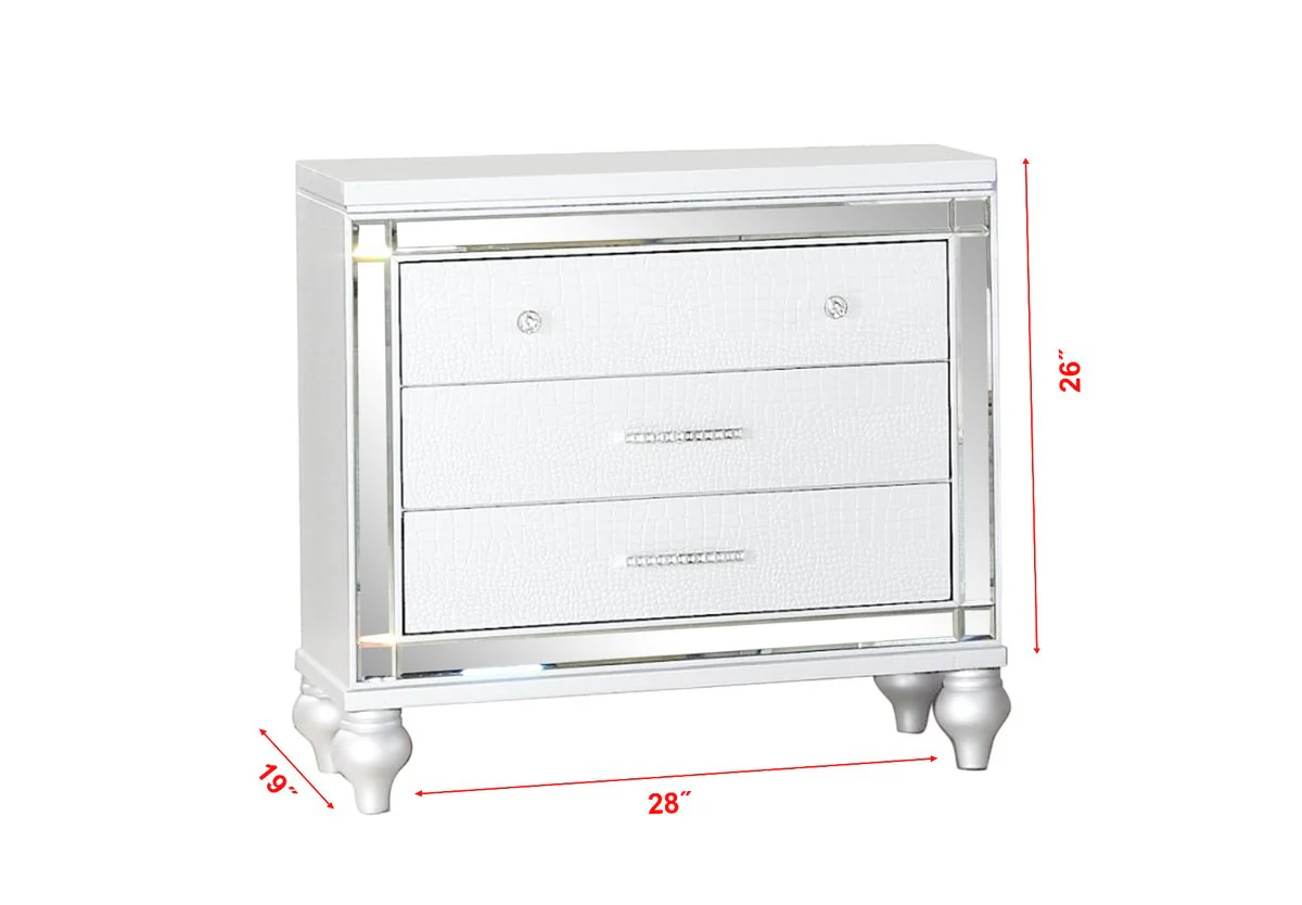 Galaxy Home Sterling Nightstand White - Image 3