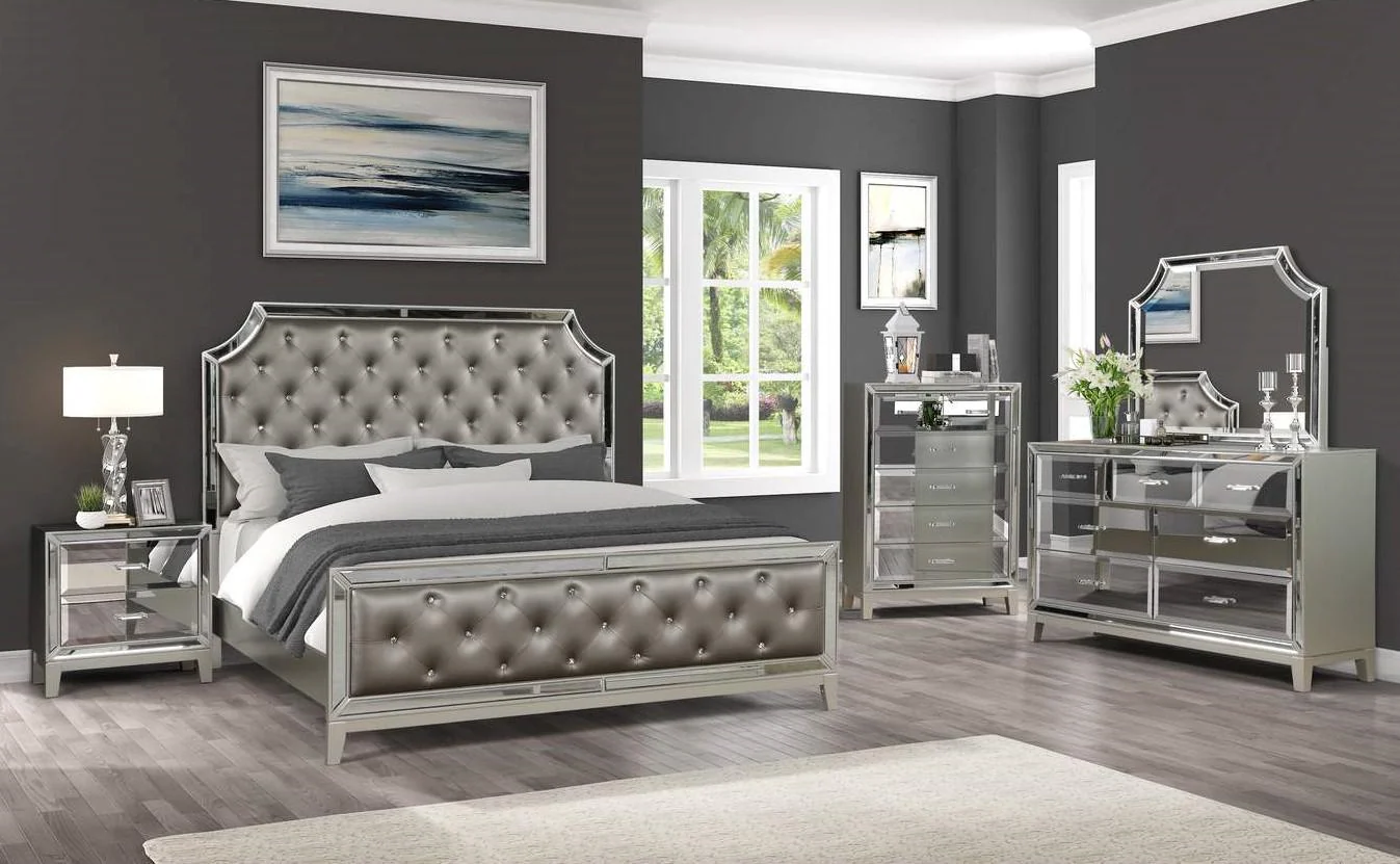 Galaxy Home Harmony 2 Drawer Nightstand in Silver GHF-808857882943 - Image 2