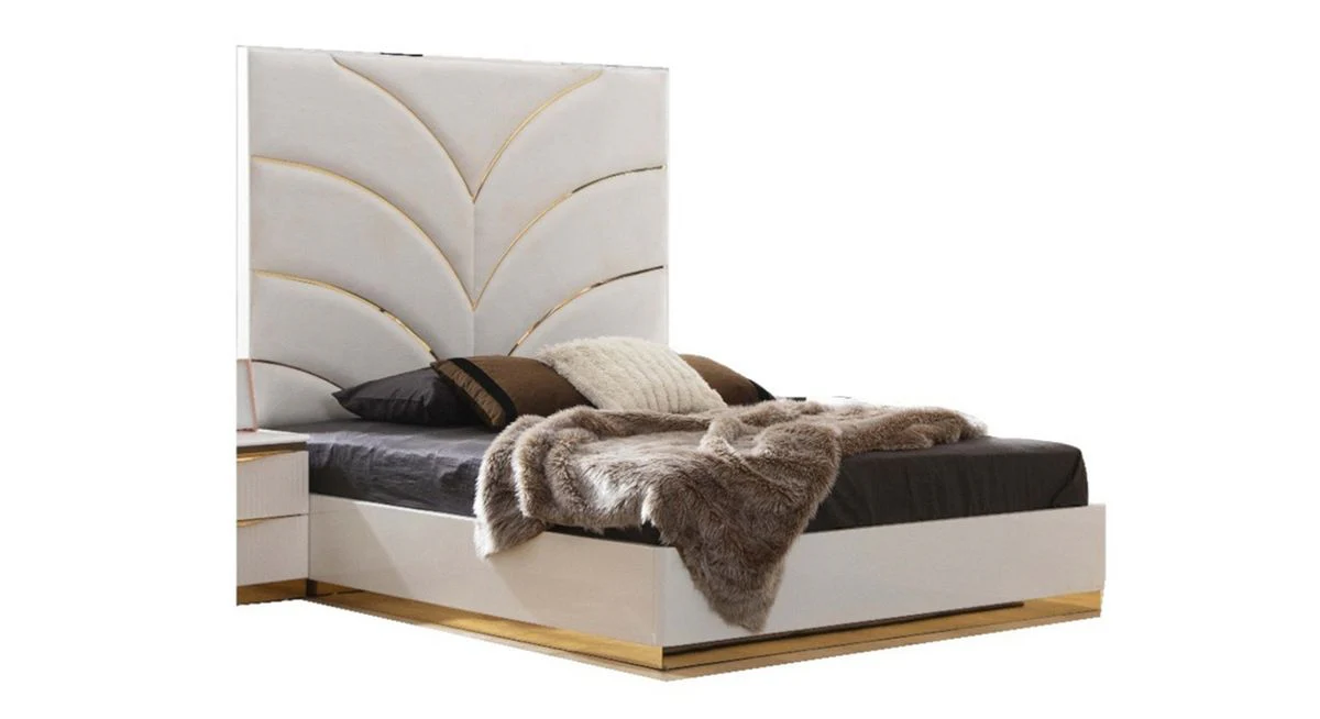 Galaxy Home Laura Gold Queen Bed in White - Image 3