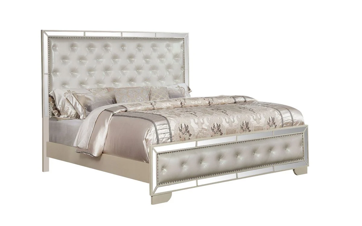 Galaxy Home Madison King Size Upholstery Bed in Beige