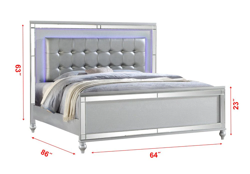 Galaxy Home Sterling Queen Bed in Silver - Image 3