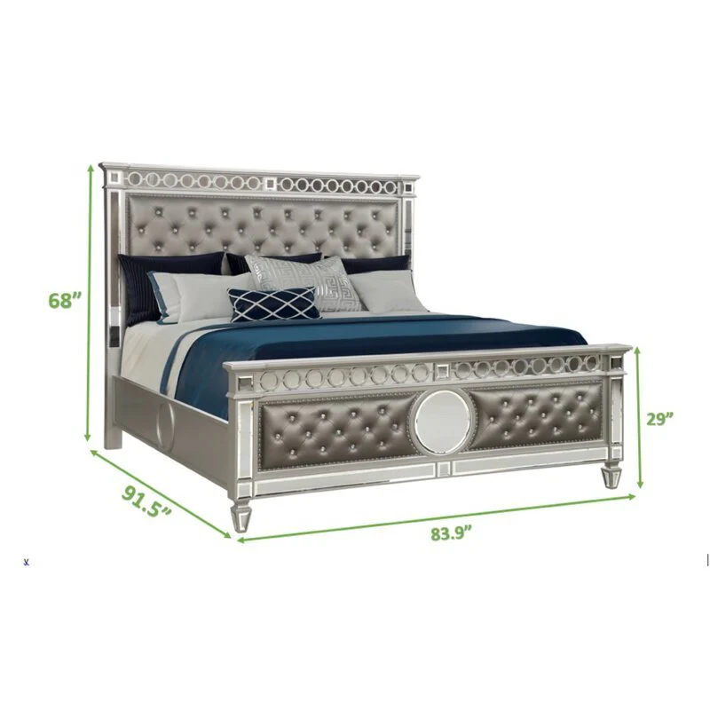 Galaxy Home Symphony King Bed in Silver - Image 3
