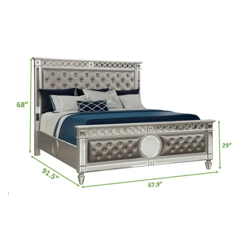 Galaxy Home Symphony Queen Bed in Silver - Image 3