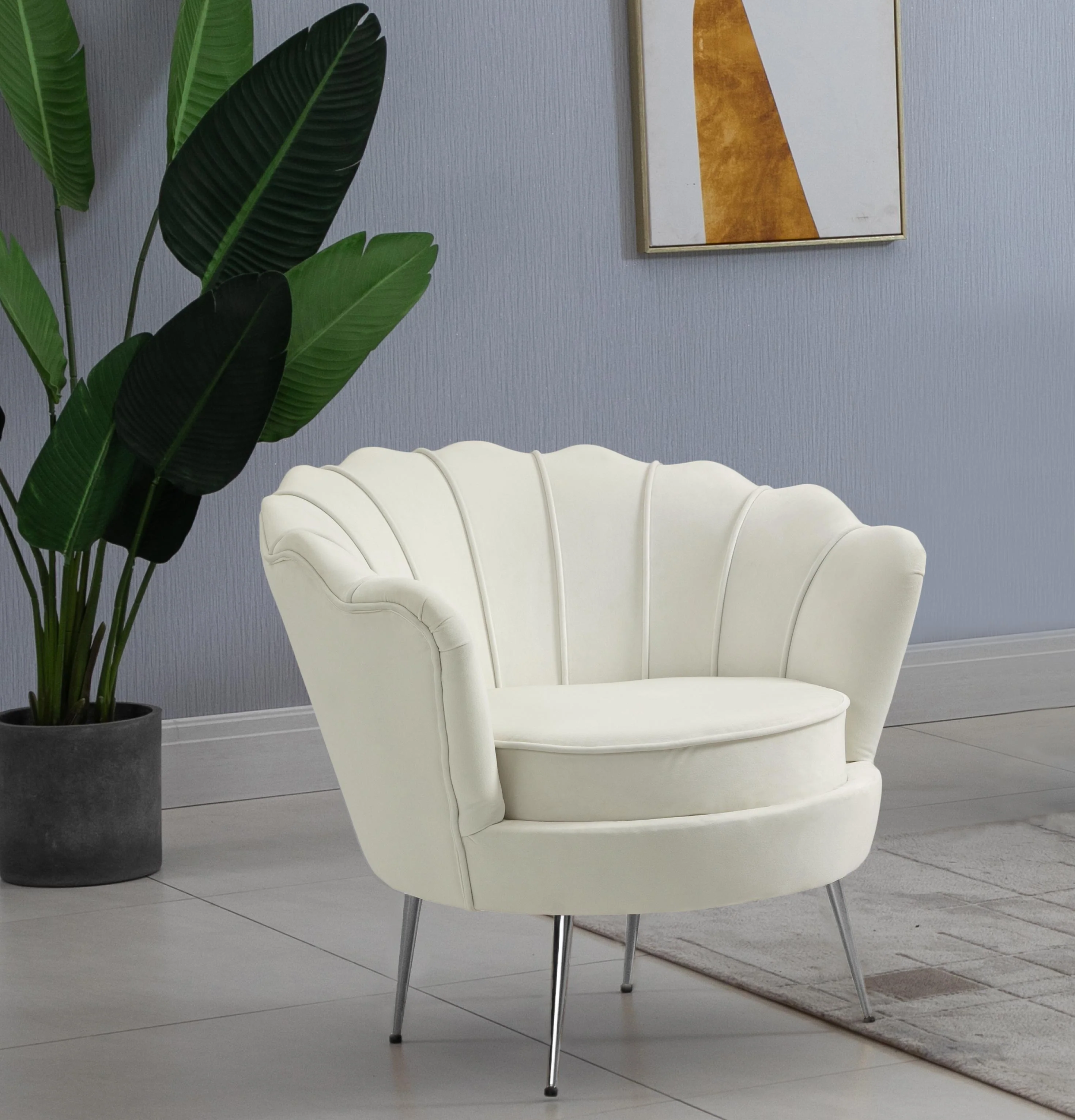 Gardenia Cream Velvet Chair - Image 4