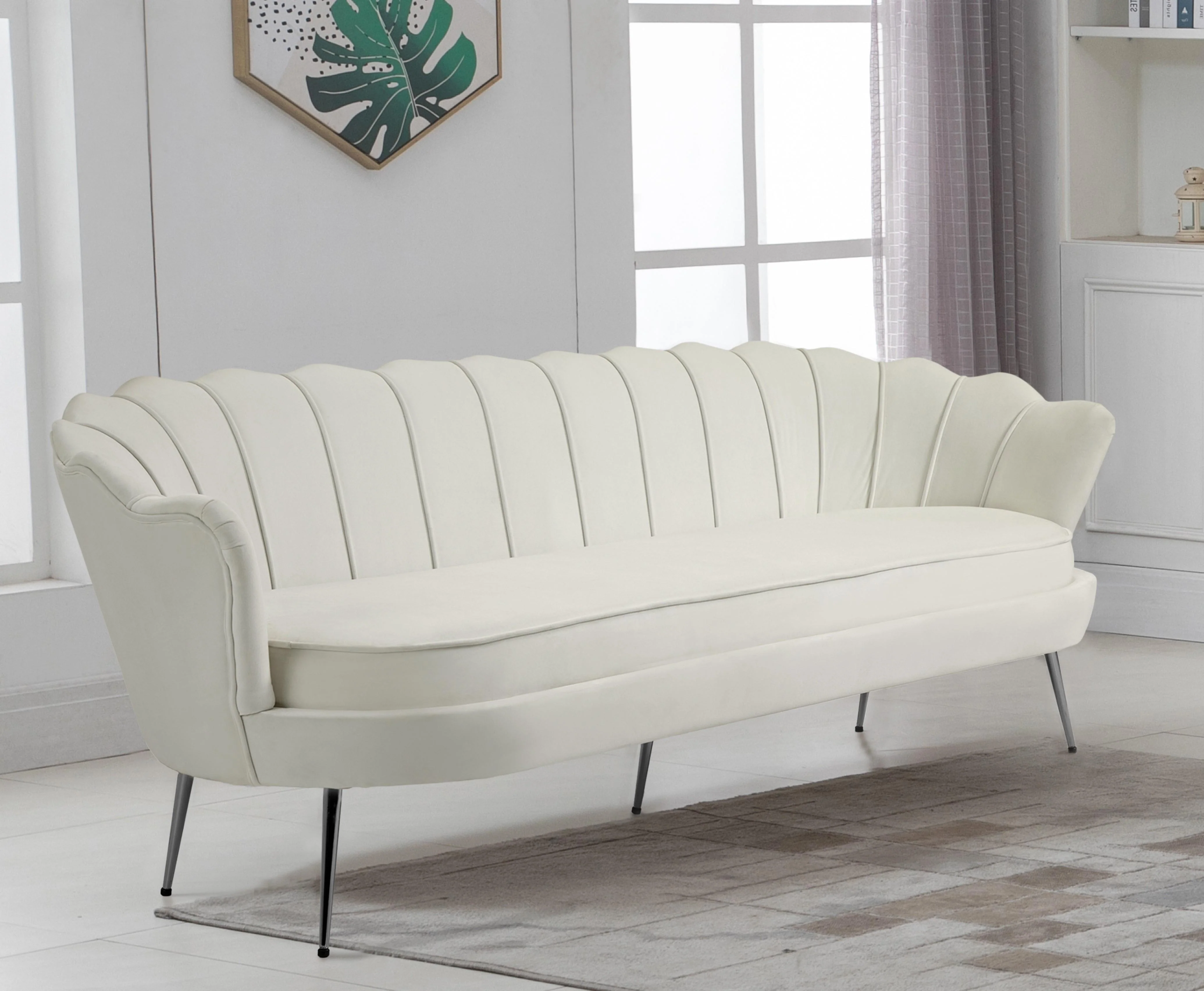 Gardenia Cream Velvet Sofa - Image 4