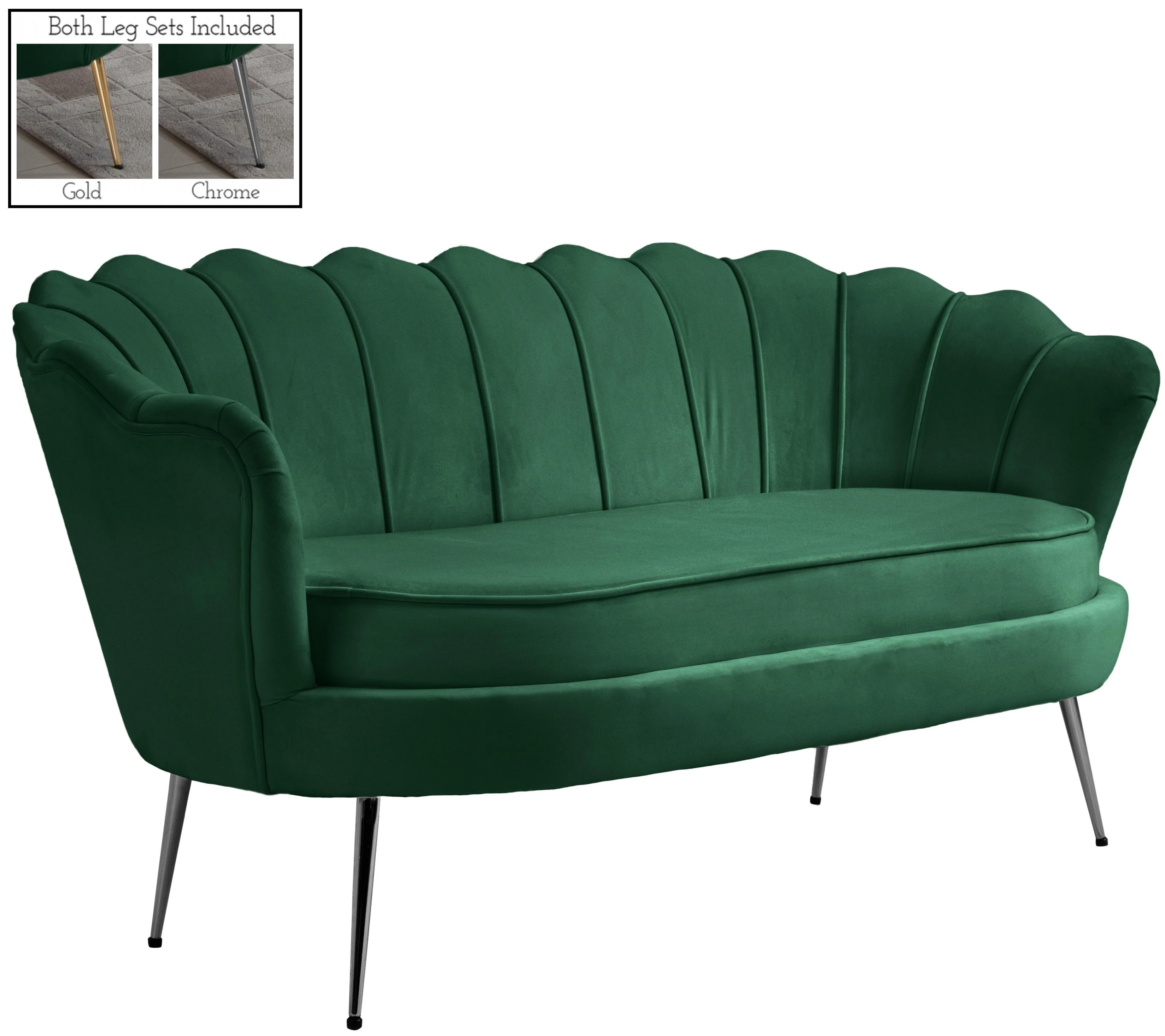 Gardenia Green Velvet Loveseat - Image 2