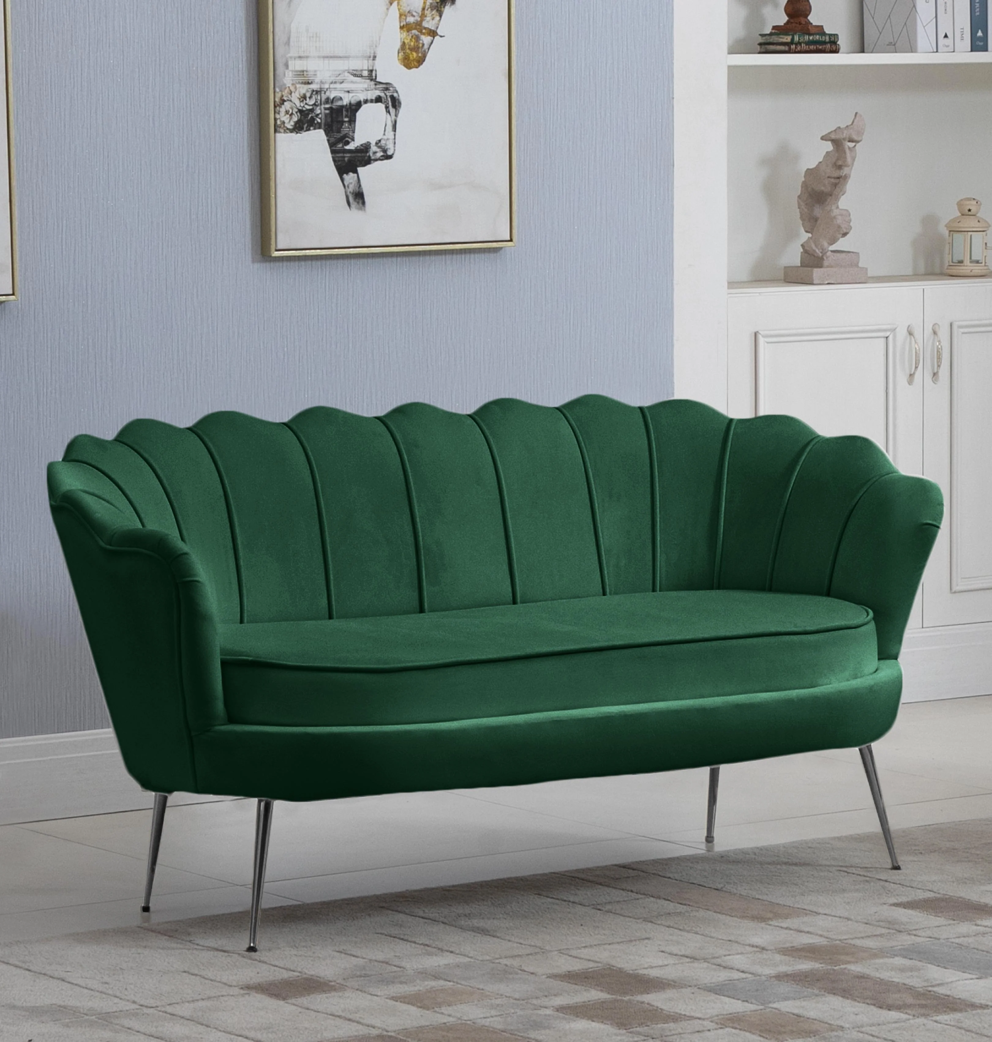 Gardenia Green Velvet Loveseat - Image 4
