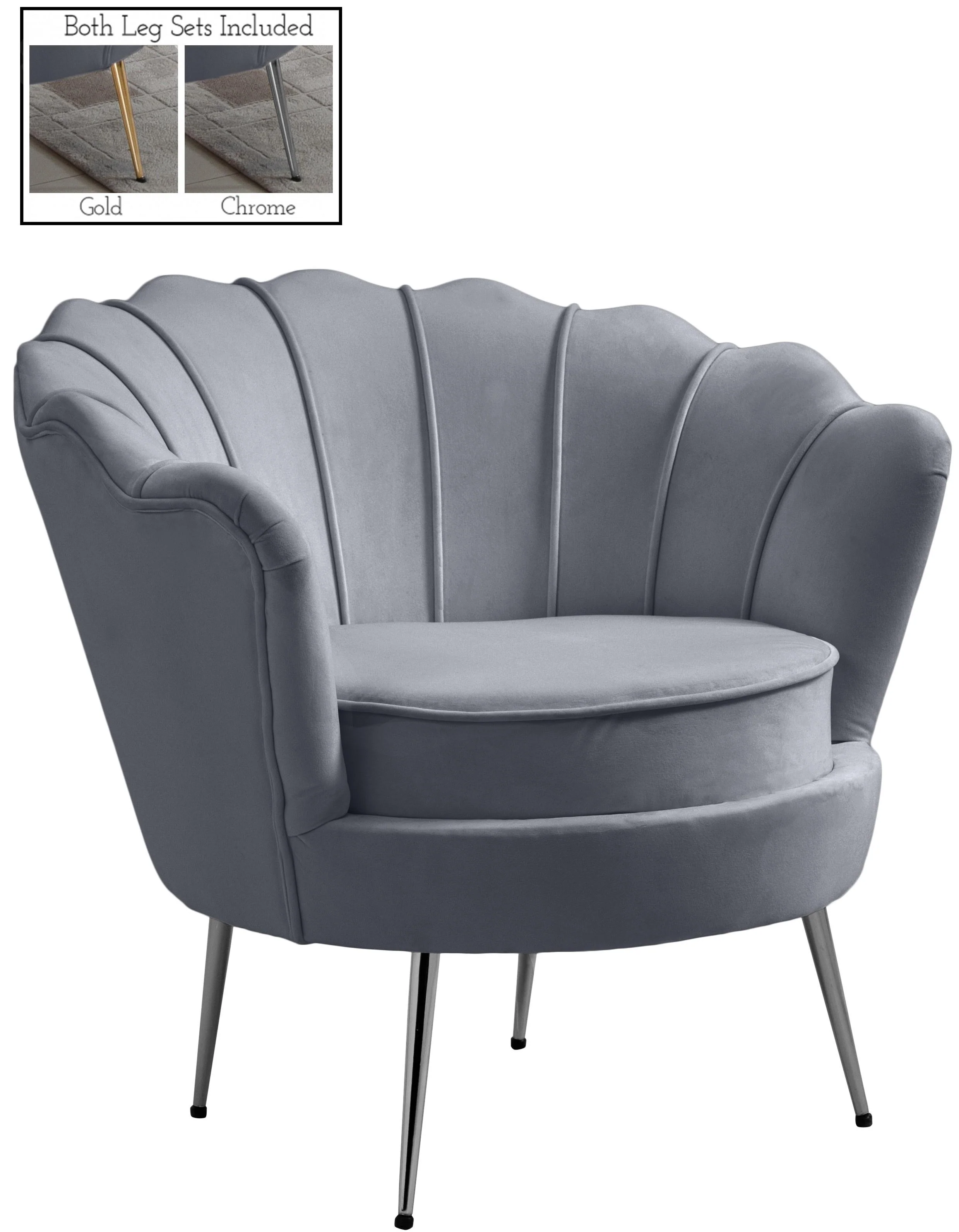 Gardenia Grey Velvet Chair - Image 2