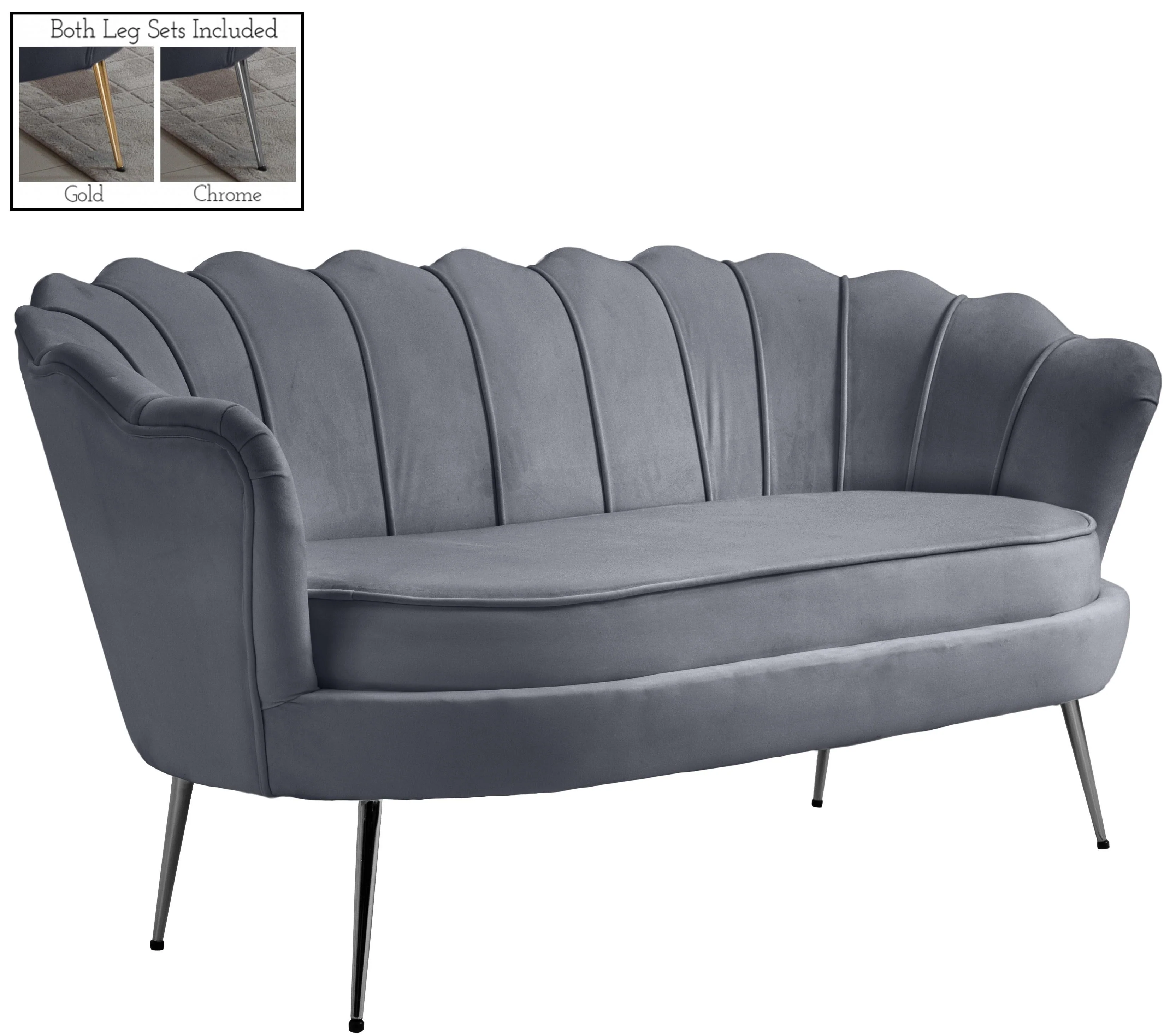 Gardenia Grey Velvet Loveseat - Image 2