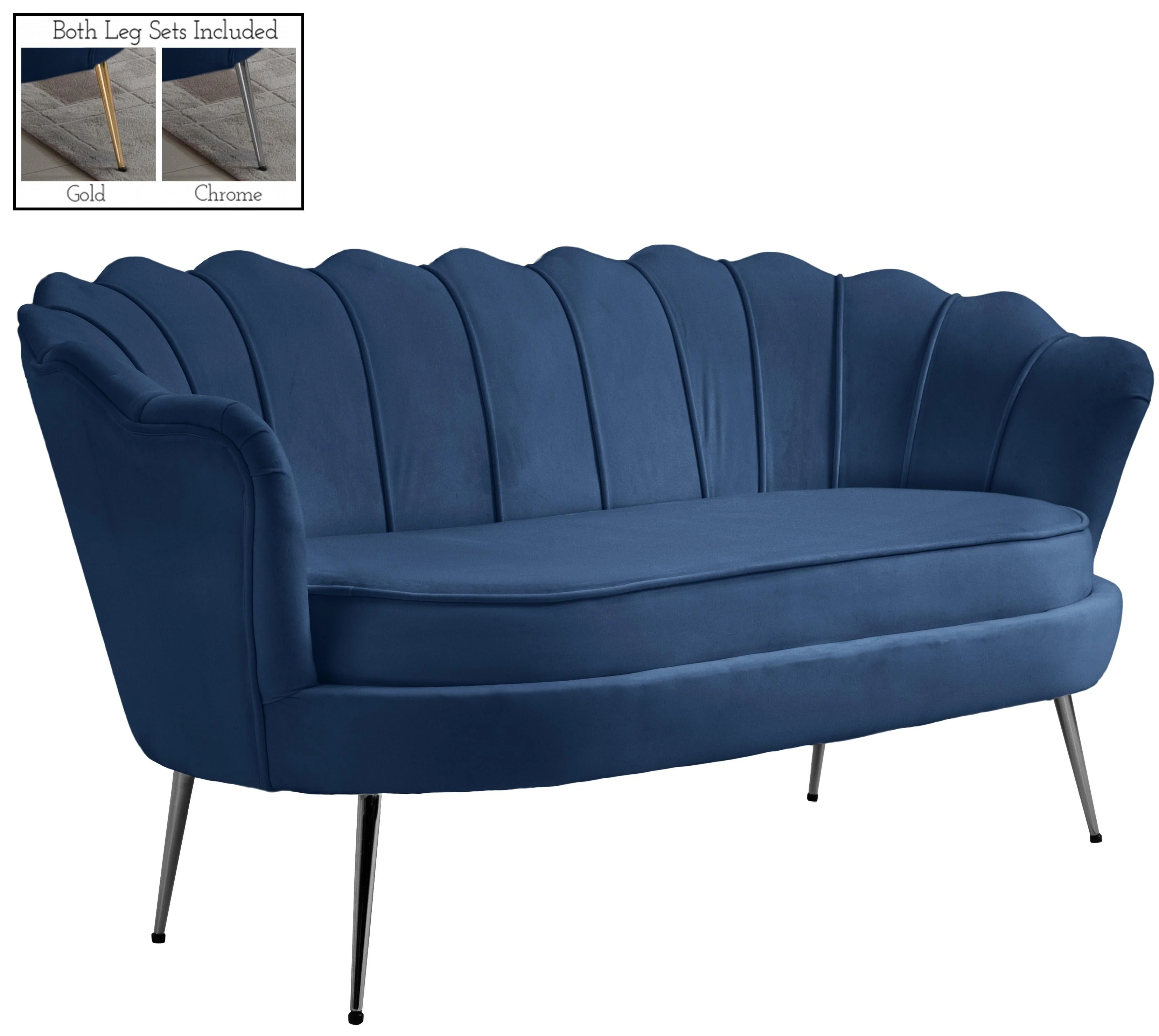Gardenia Navy Velvet Loveseat - Image 2