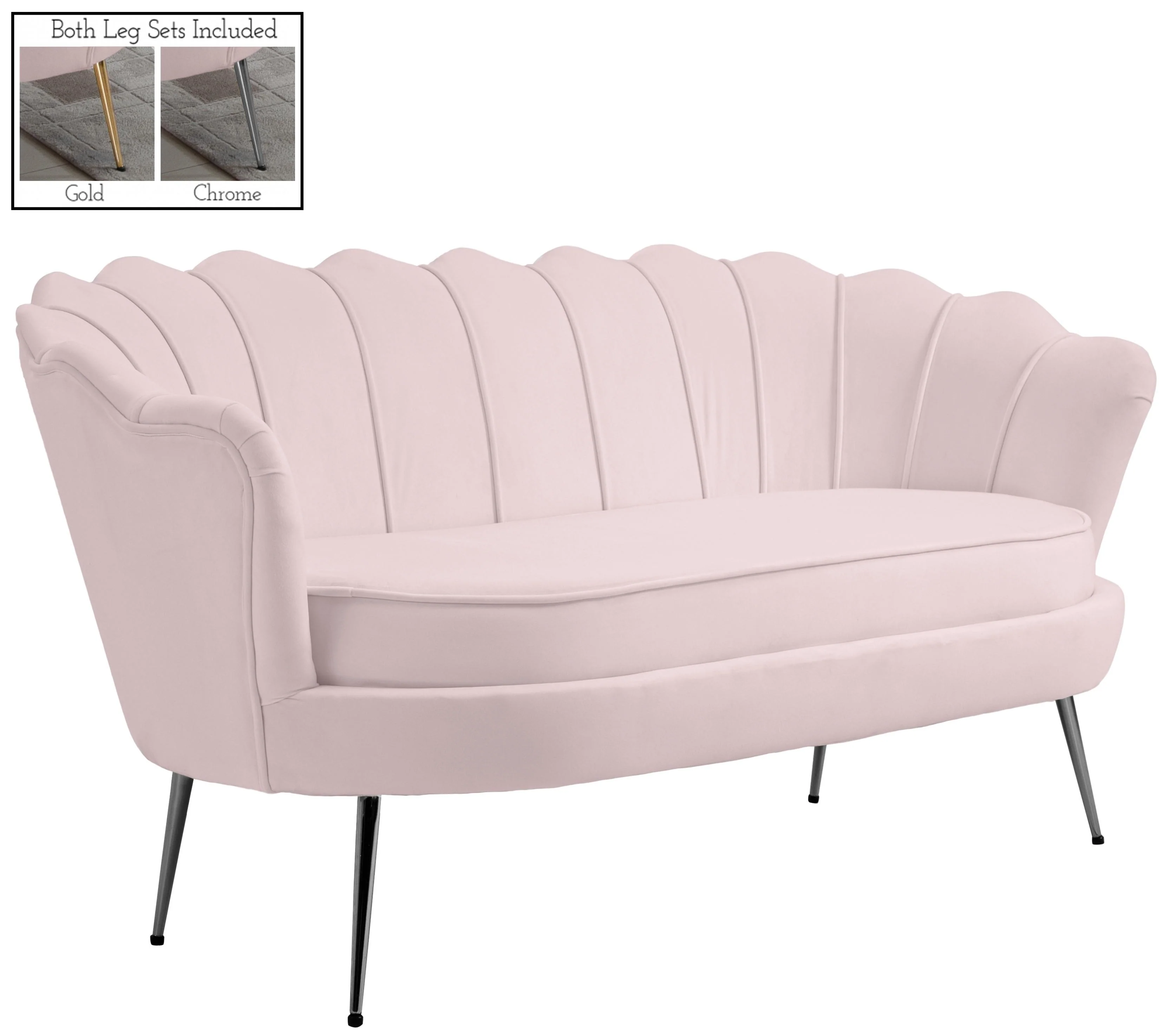 Gardenia Pink Velvet Loveseat - Image 2