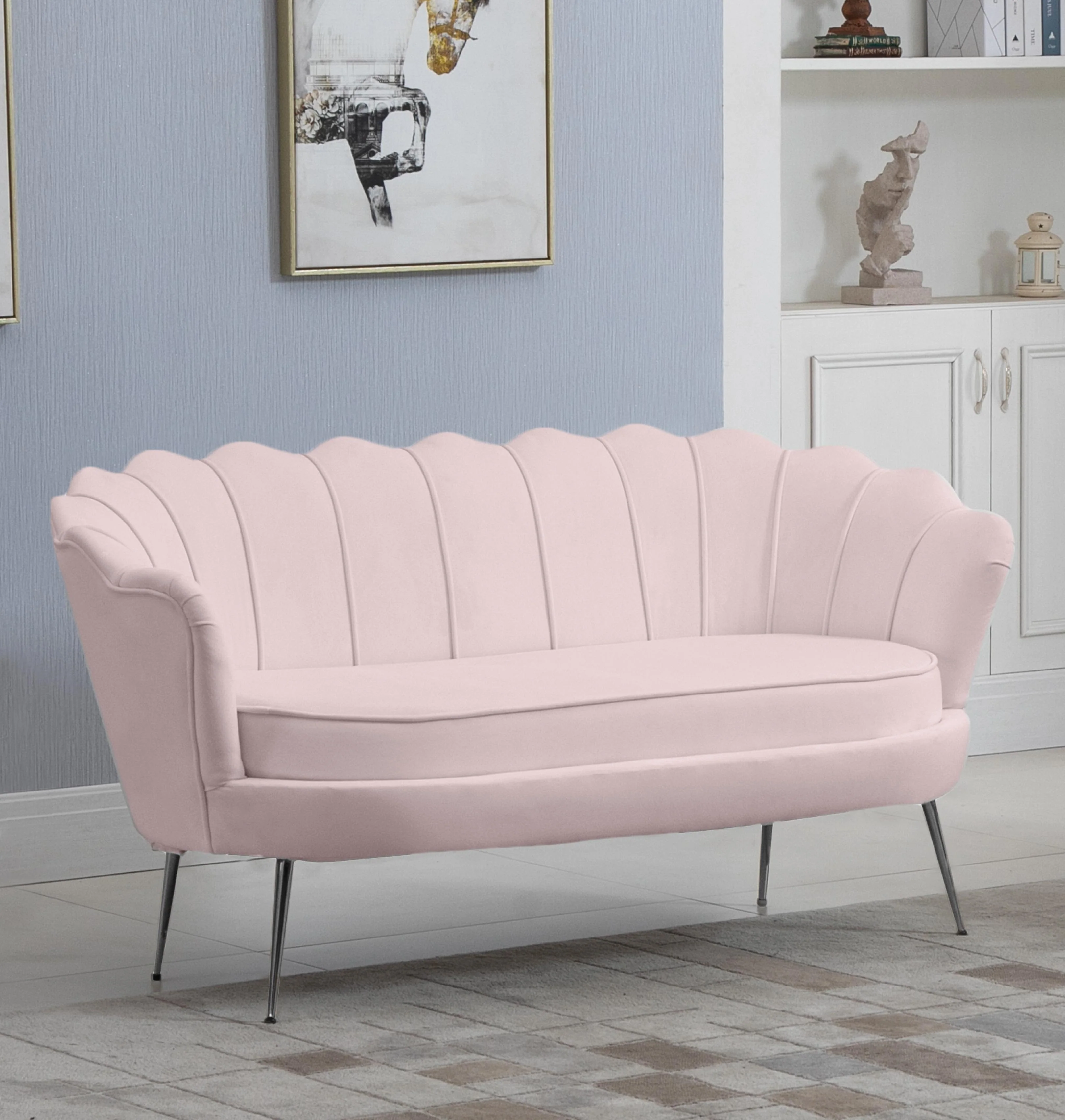 Gardenia Pink Velvet Loveseat - Image 4