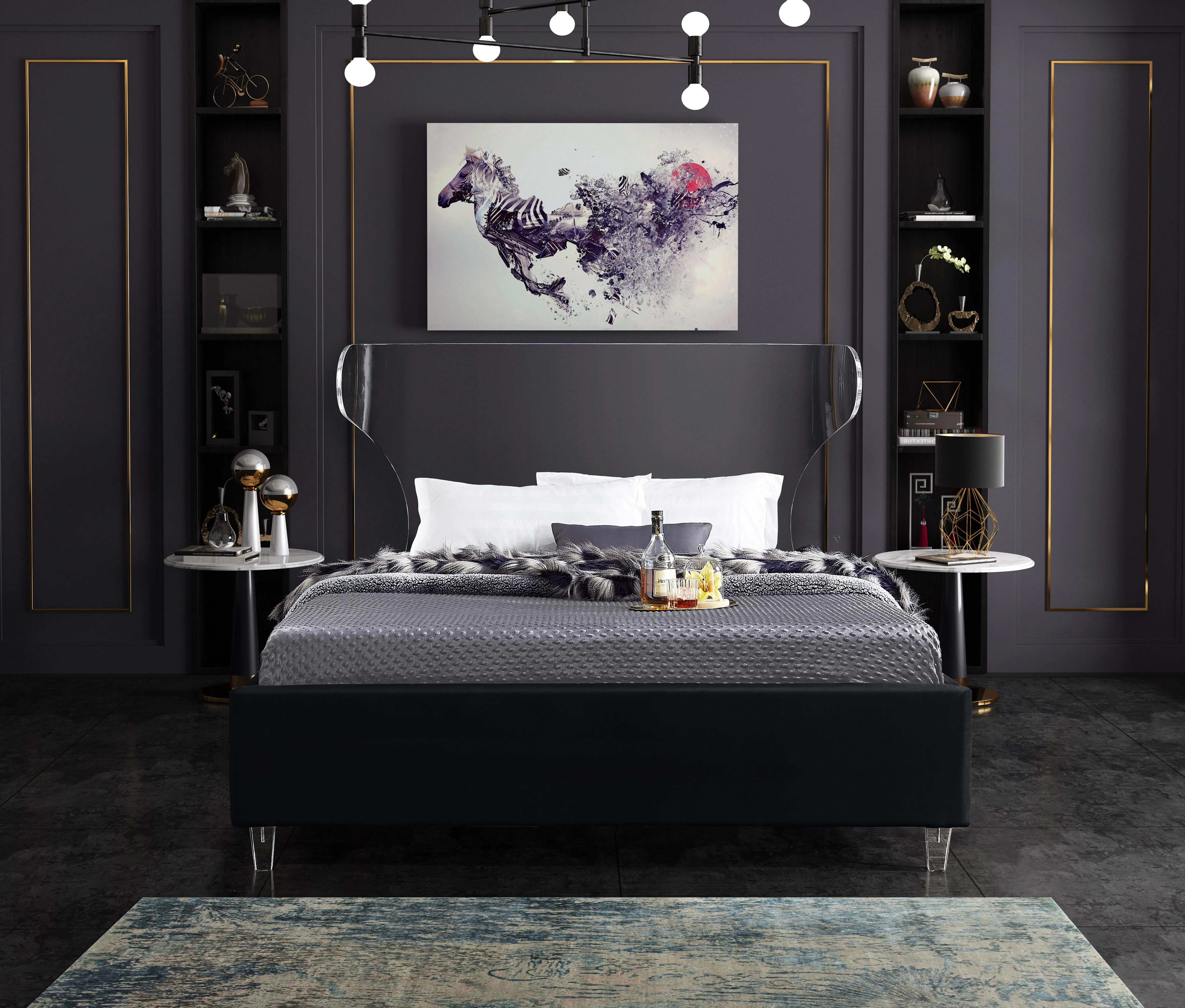 Ghost Black Velvet King Bed - Image 4