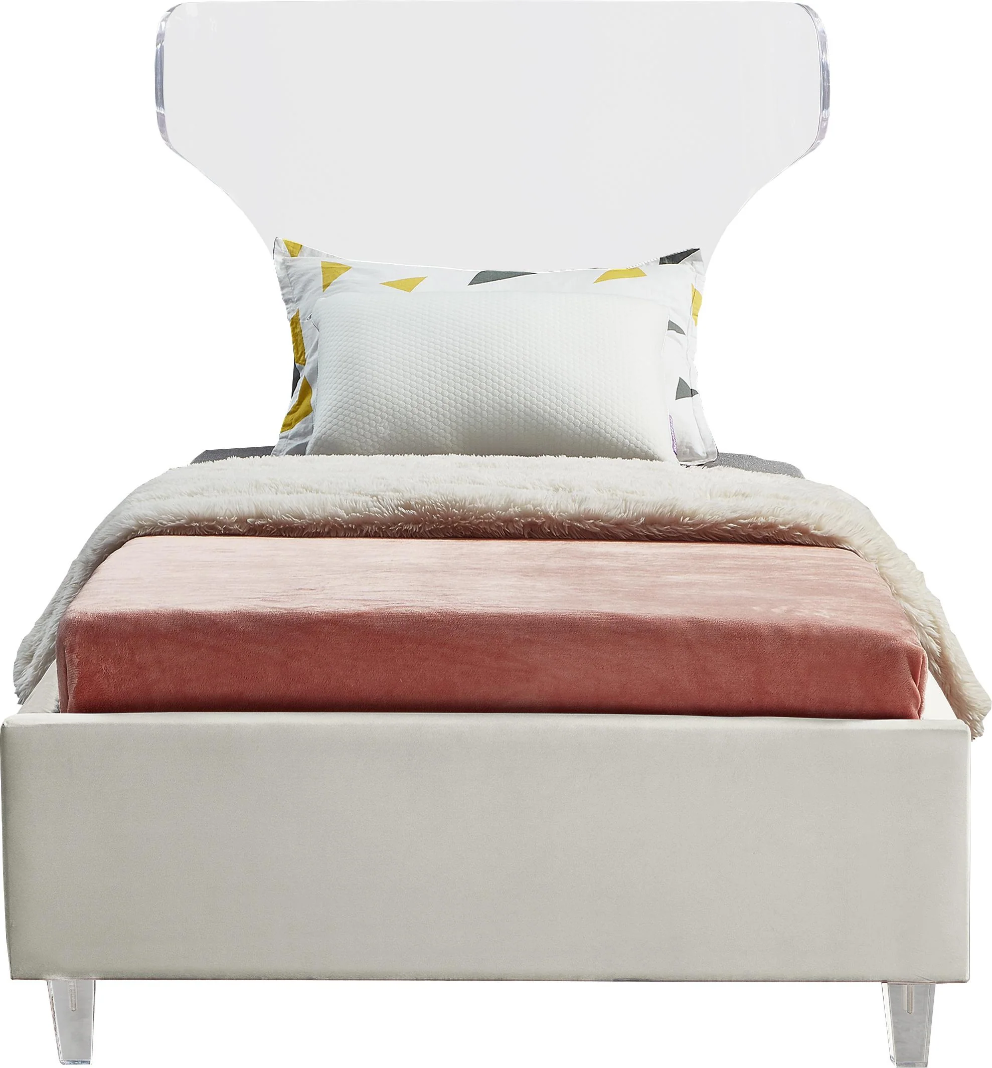 Ghost Cream Velvet Twin Bed - Image 3