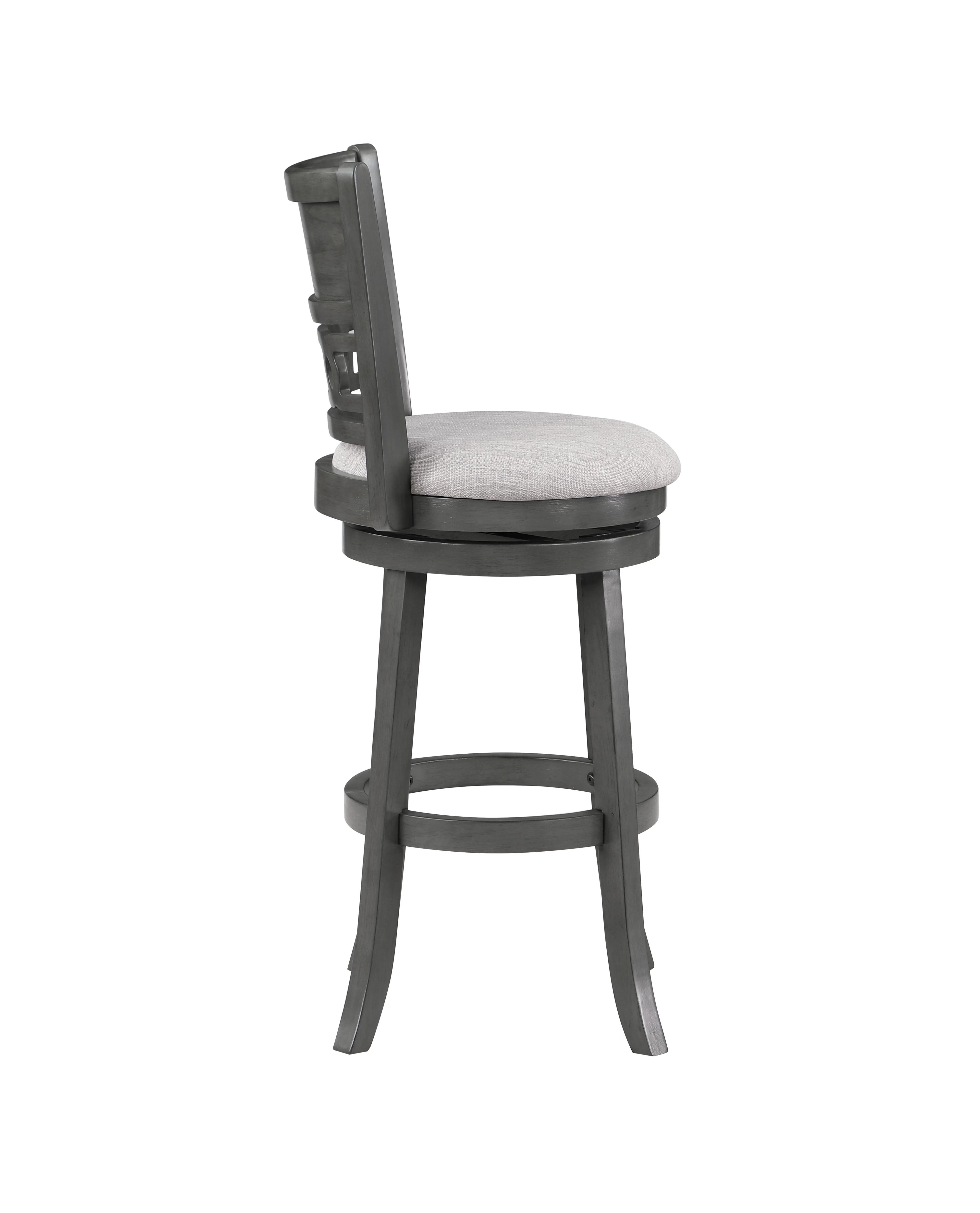 GIA 29" SWIVEL BARSTOOL-GRAY W/GRAY FABRIC SEAT - Image 3