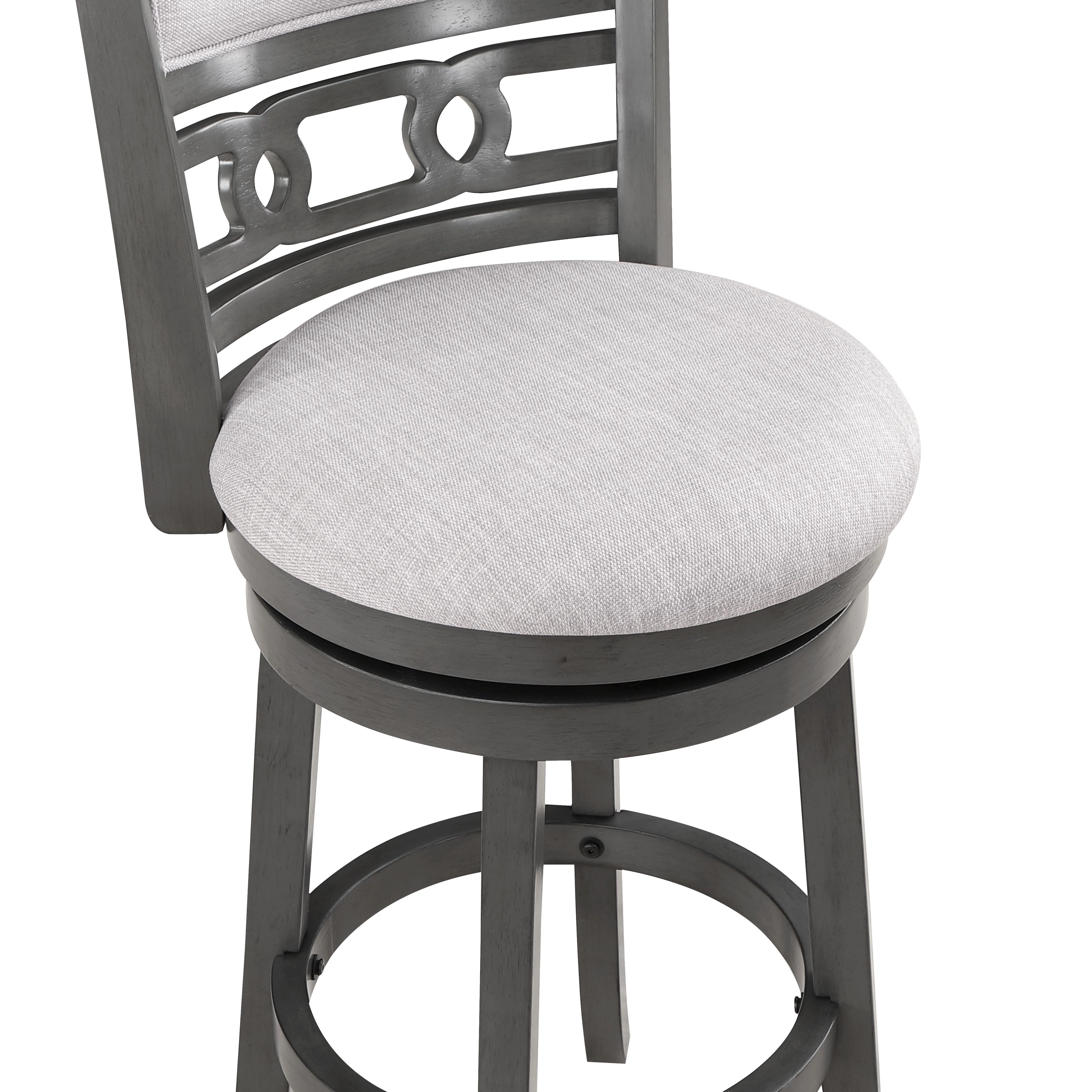 GIA 29" SWIVEL BARSTOOL-GRAY W/GRAY FABRIC SEAT - Image 4