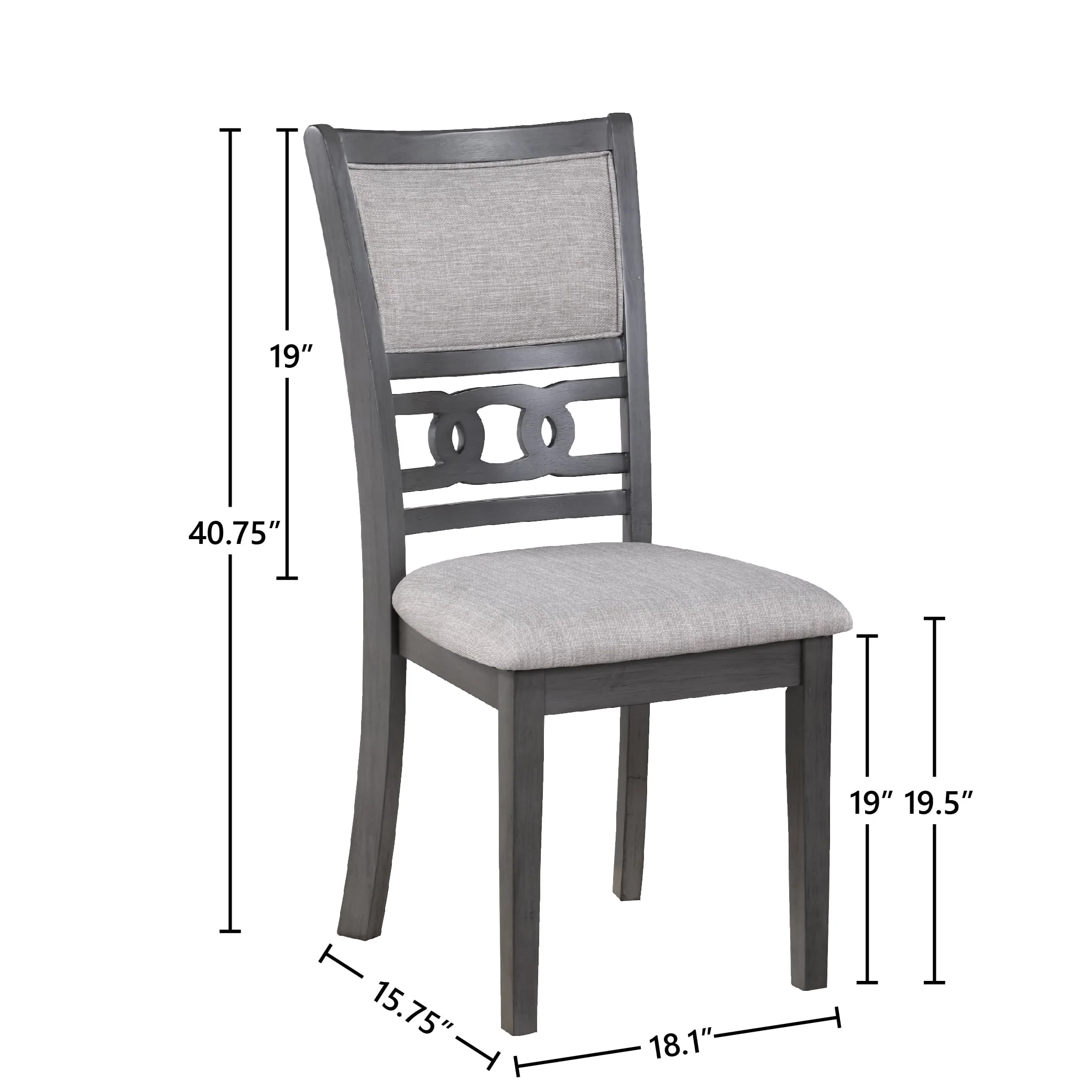 Gia 5 Pc 48" Rectangle Dining Table & 4 Chairs-Gray