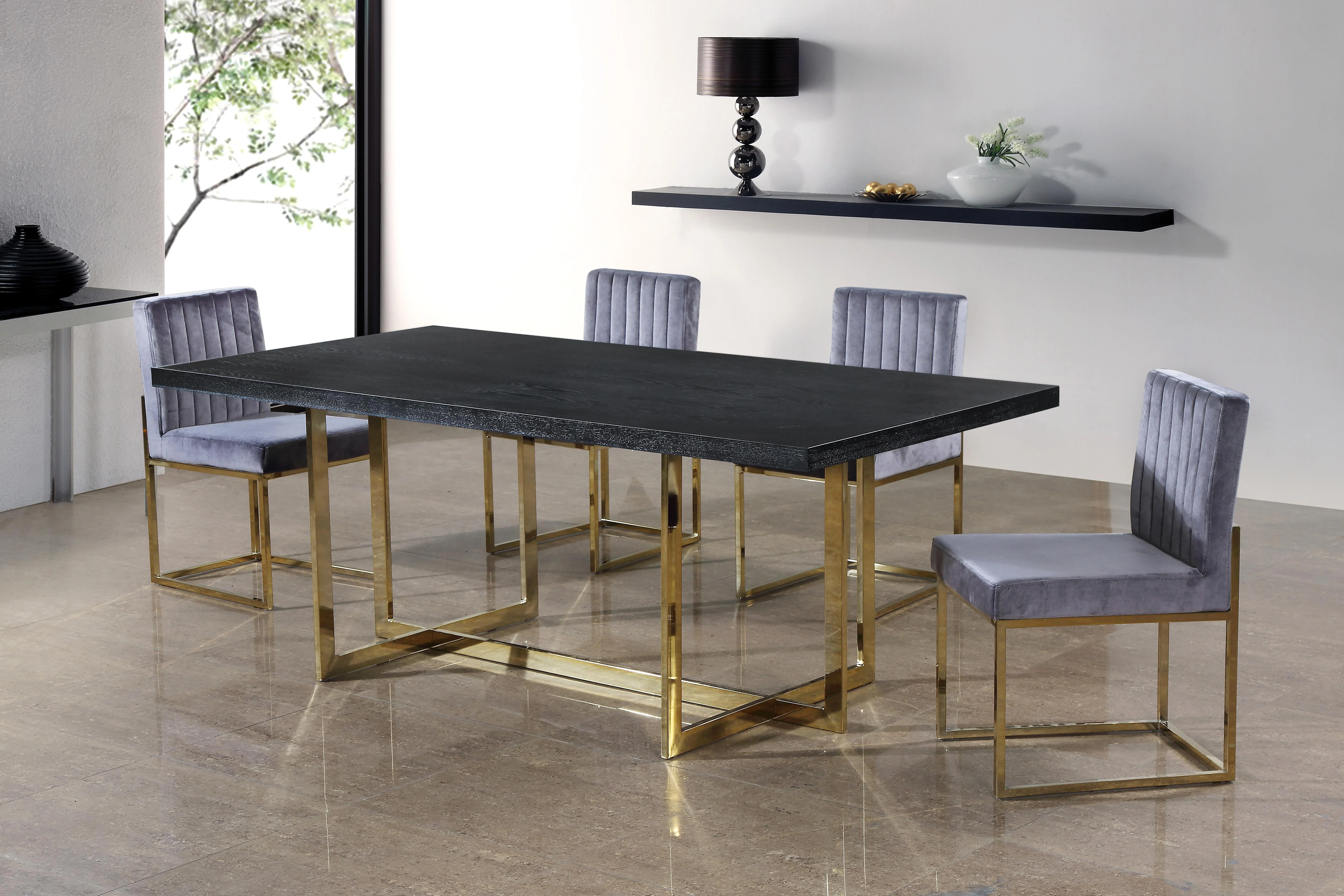 Giselle Grey Velvet Dining Chair - Image 5