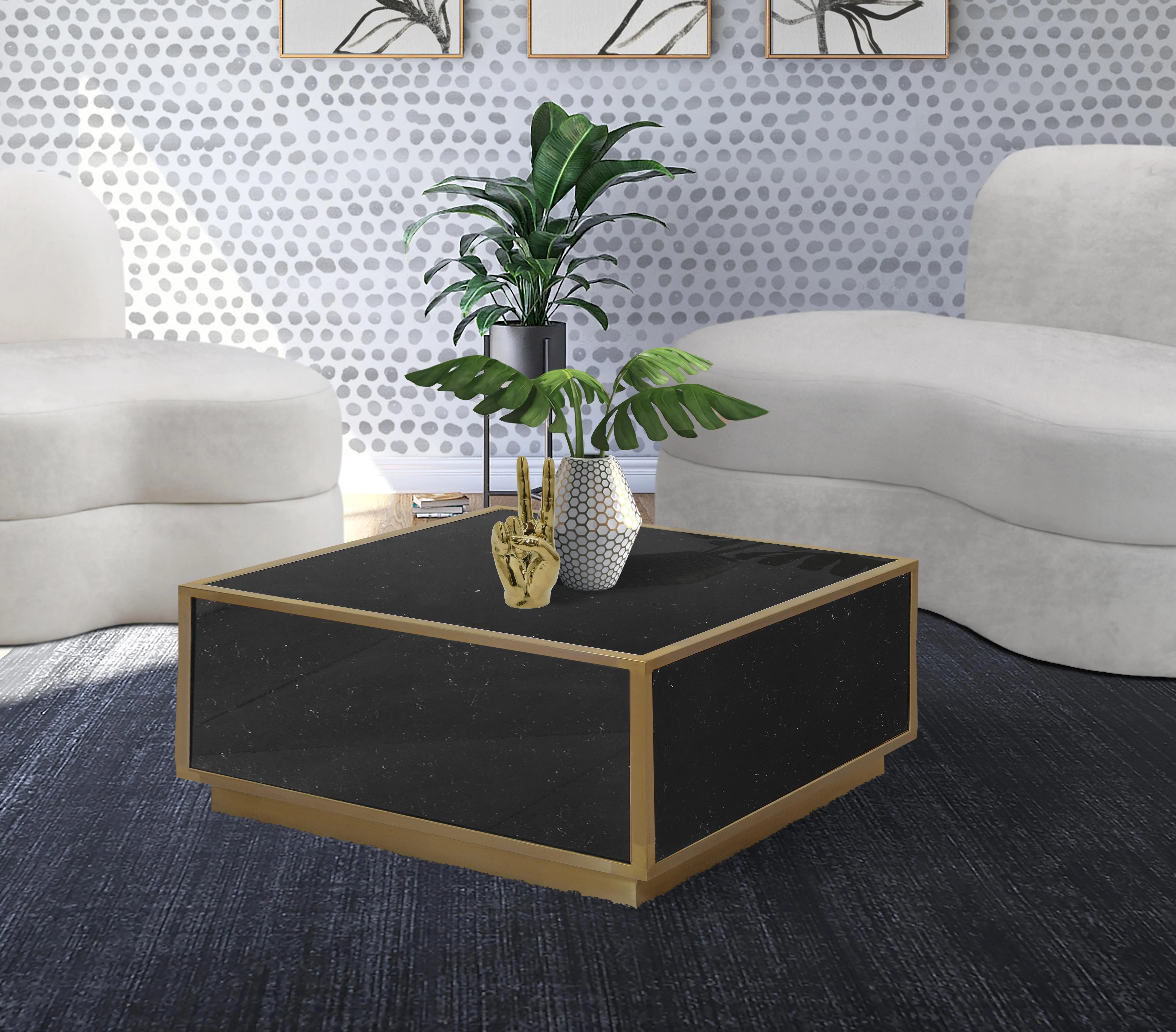 Glitz Black Faux Marble Coffee Table - Image 2