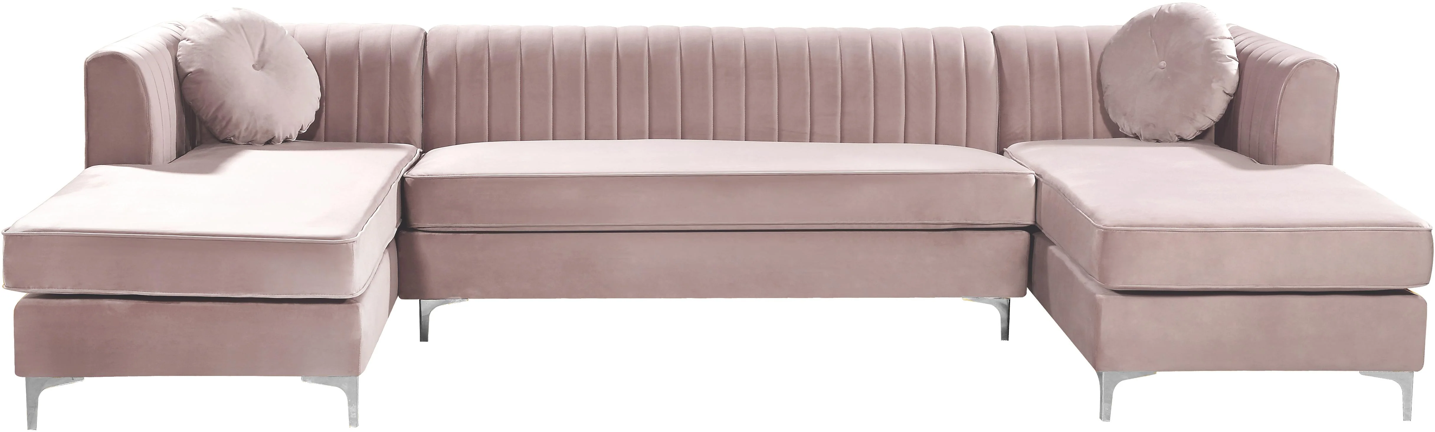 Graham Pink Velvet 3pc. Sectional - Image 8