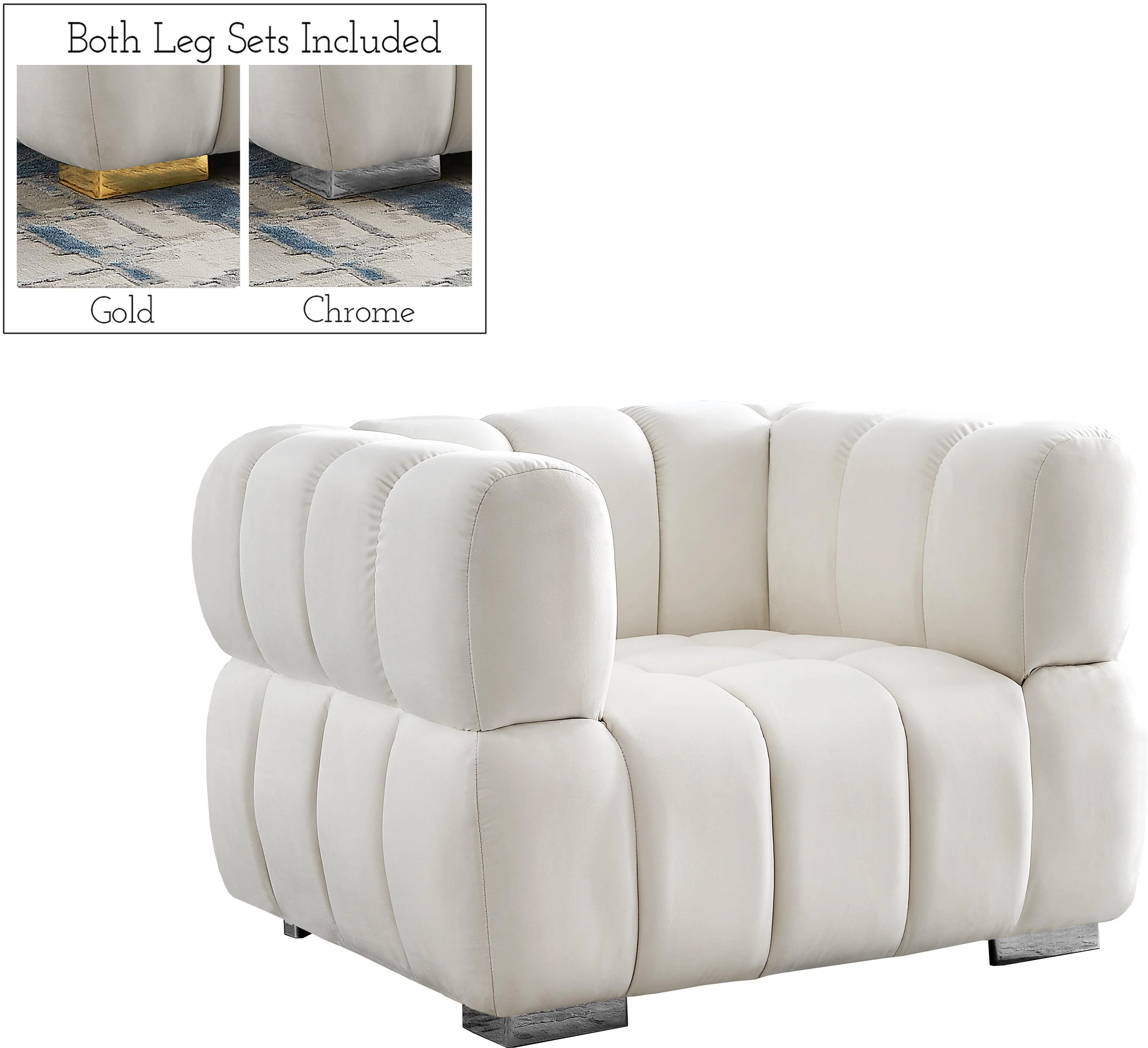 Gwen Cream Velvet Chair - Image 2