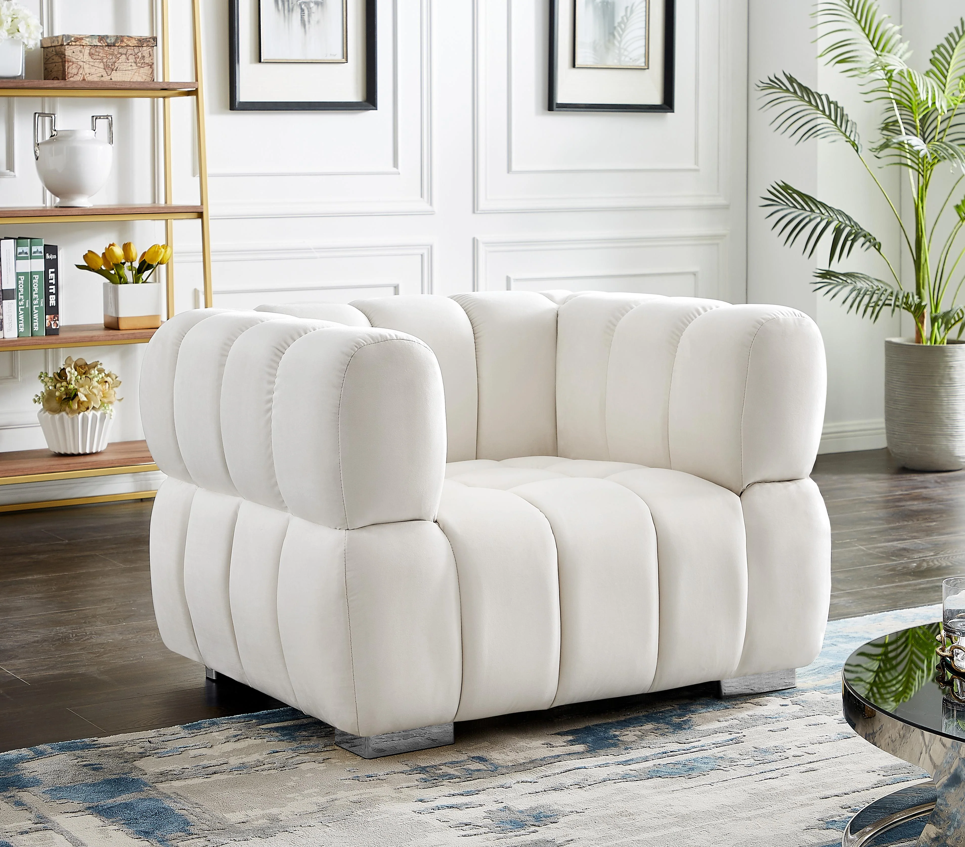 Gwen Cream Velvet Chair - Image 4