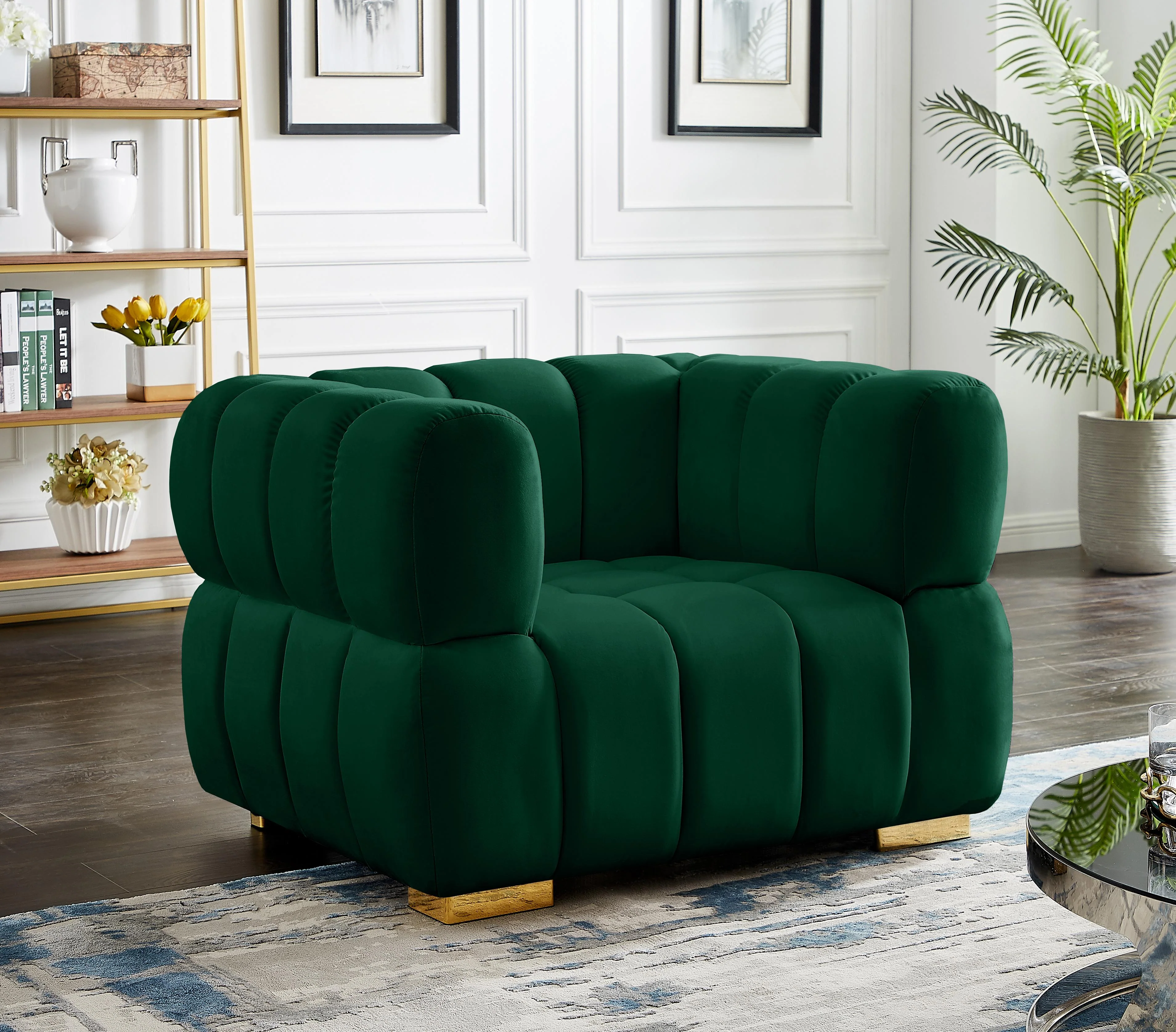 Gwen Green Velvet Chair - Image 3