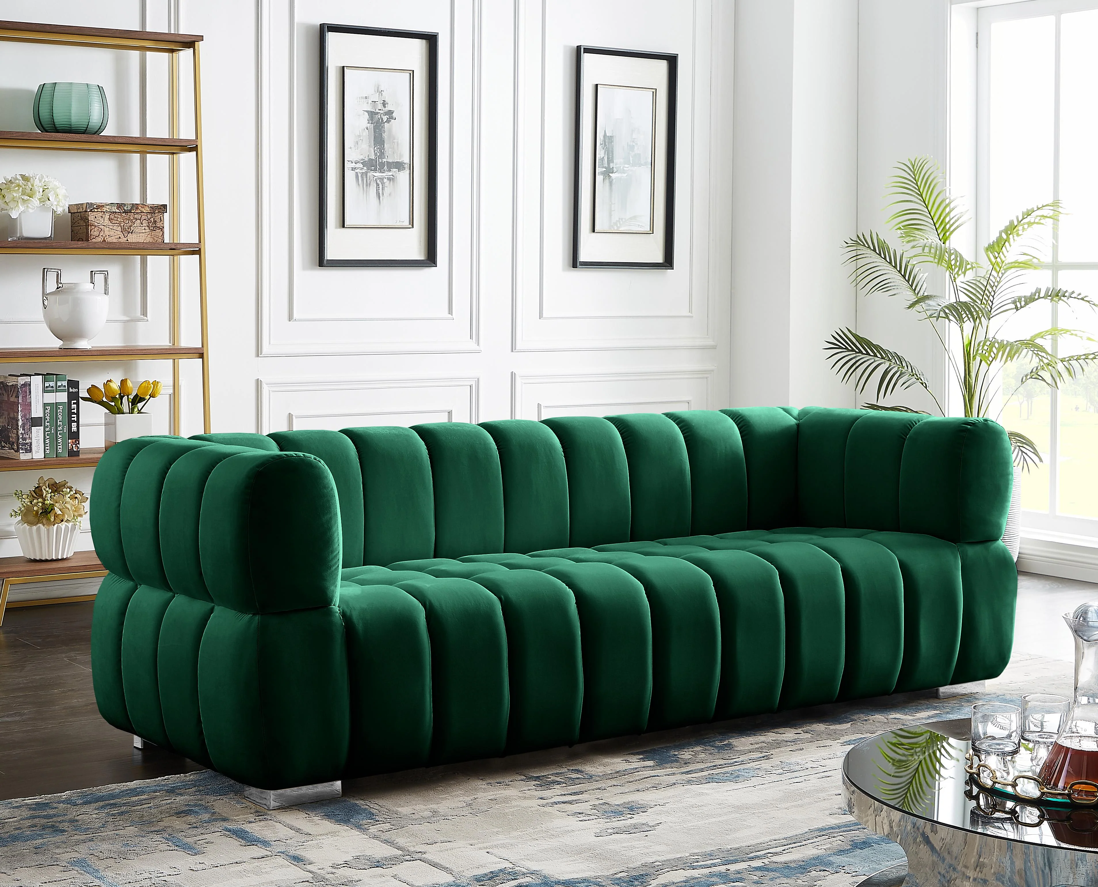 Gwen Green Velvet Sofa - Image 4