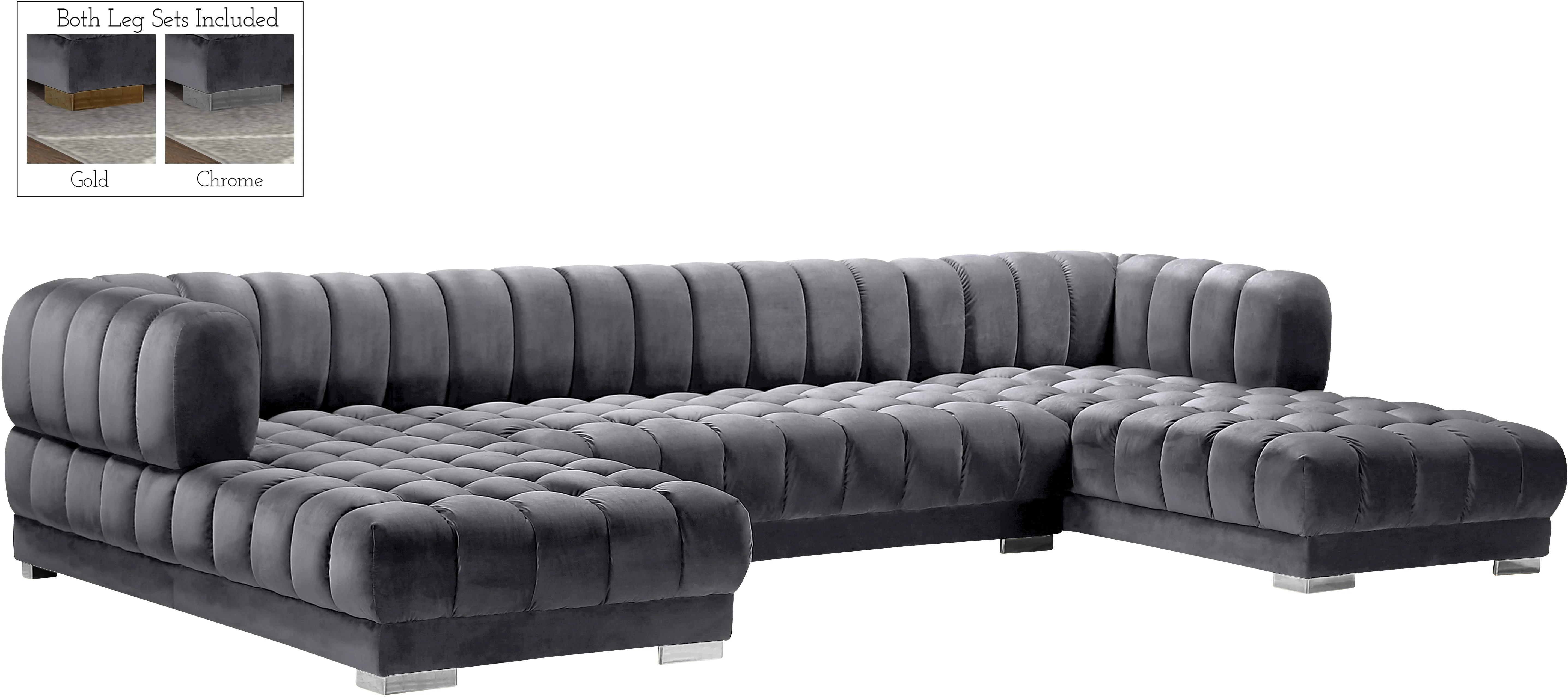 Gwen Grey Velvet 3pc. Sectional (3 Boxes) - Image 2
