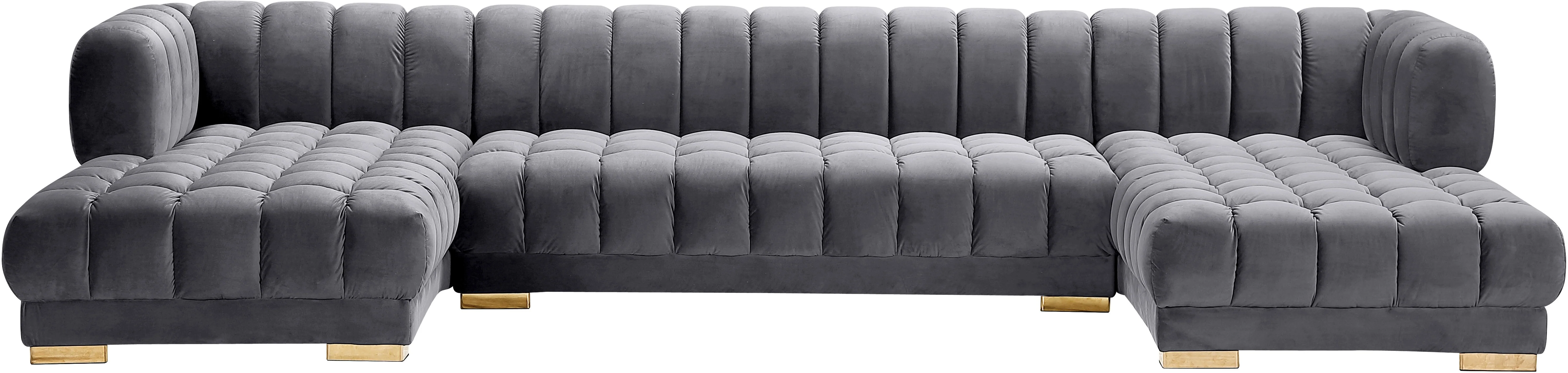 Gwen Grey Velvet 3pc. Sectional (3 Boxes) - Image 5