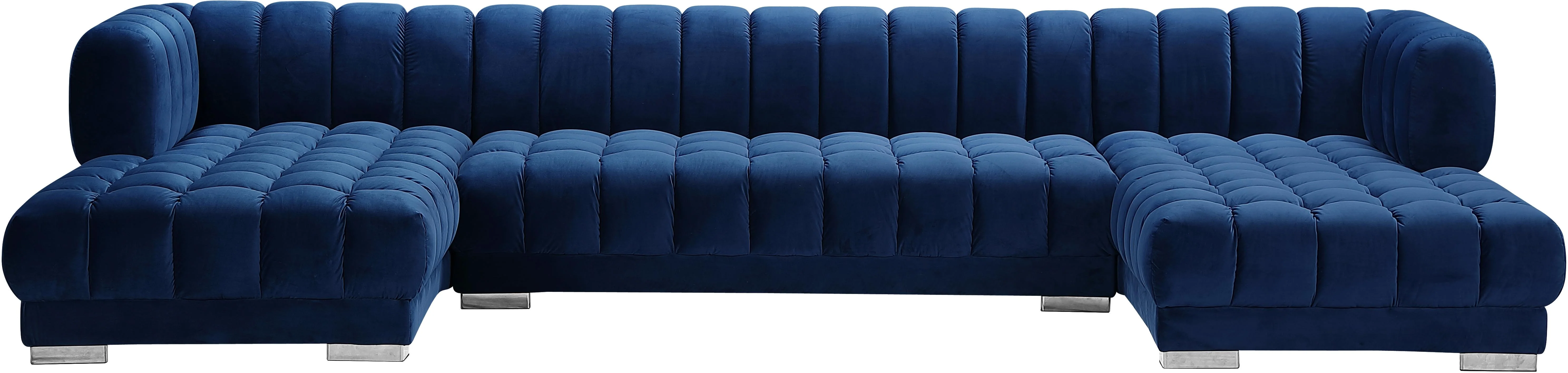 Gwen Navy Velvet 3pc. Sectional (3 Boxes) - Image 6