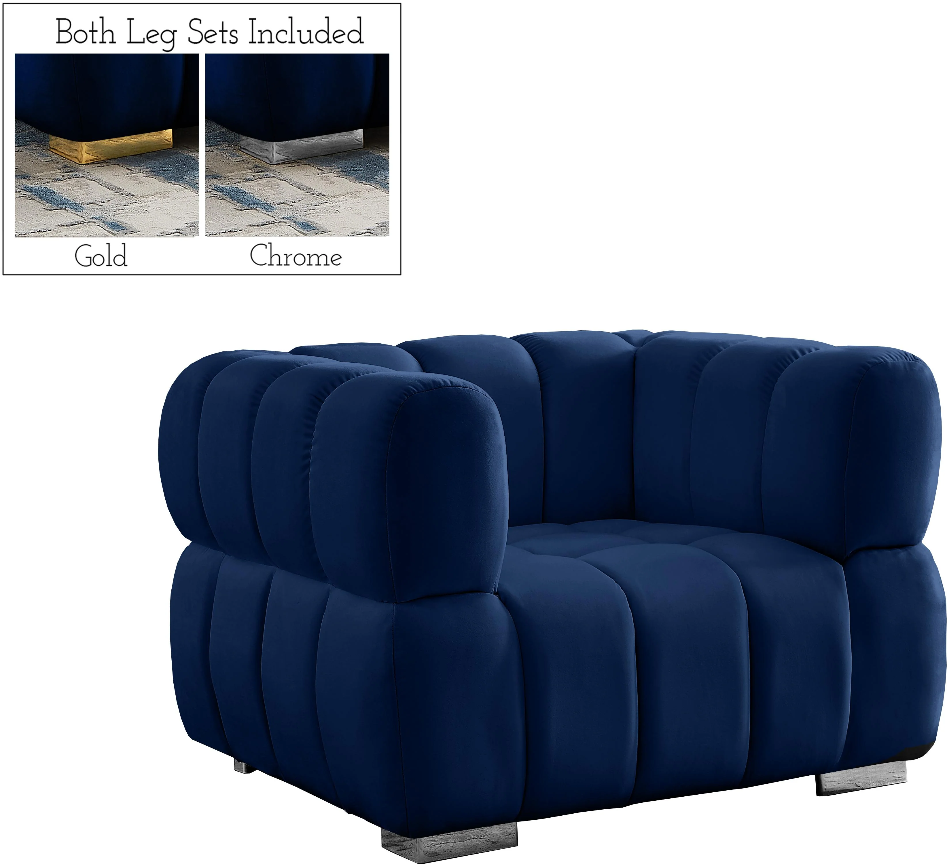 Gwen Navy Velvet Chair - Image 2