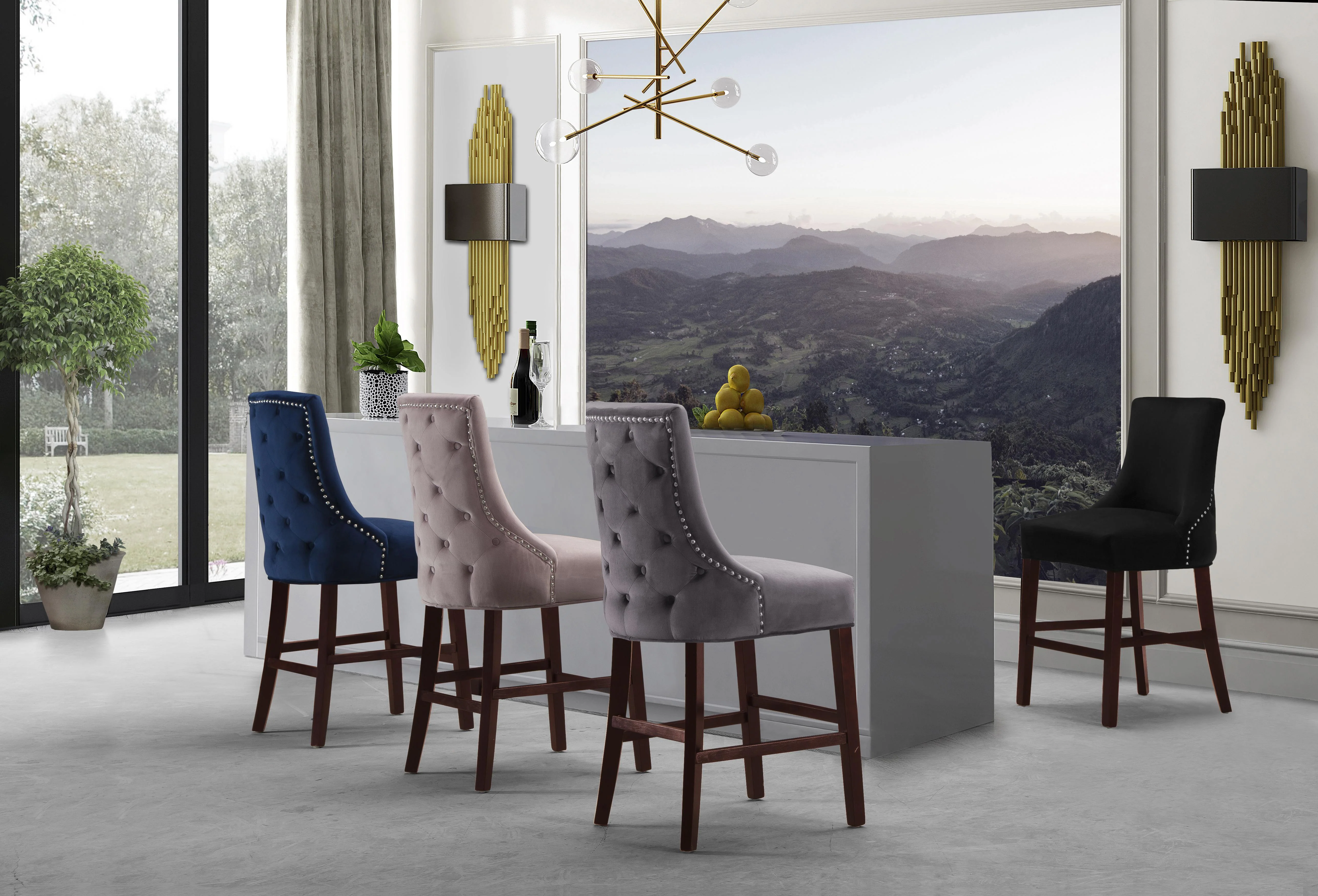 Hannah Navy Velvet Stool - Image 5
