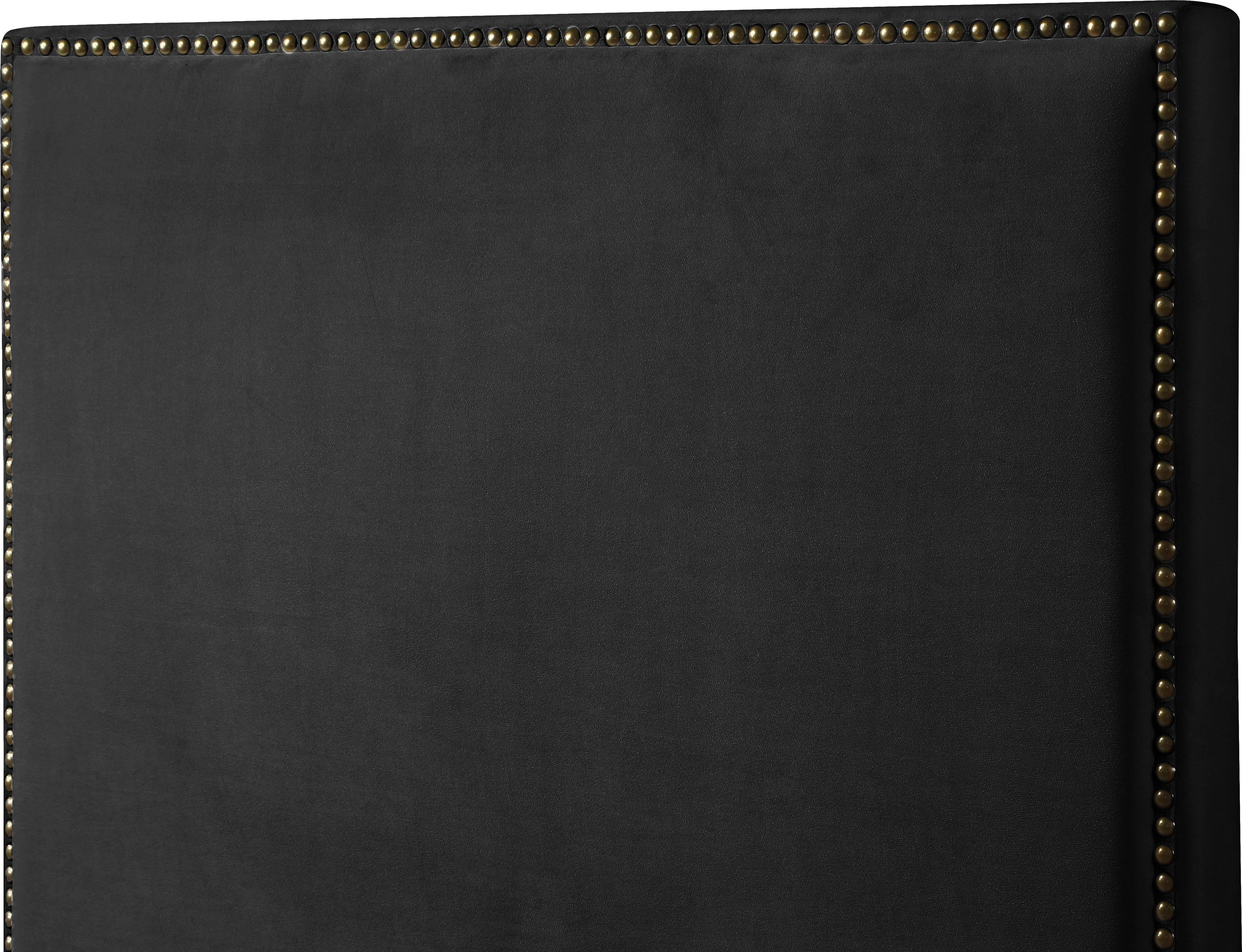 Harlie Black Velvet Queen Bed - Image 6