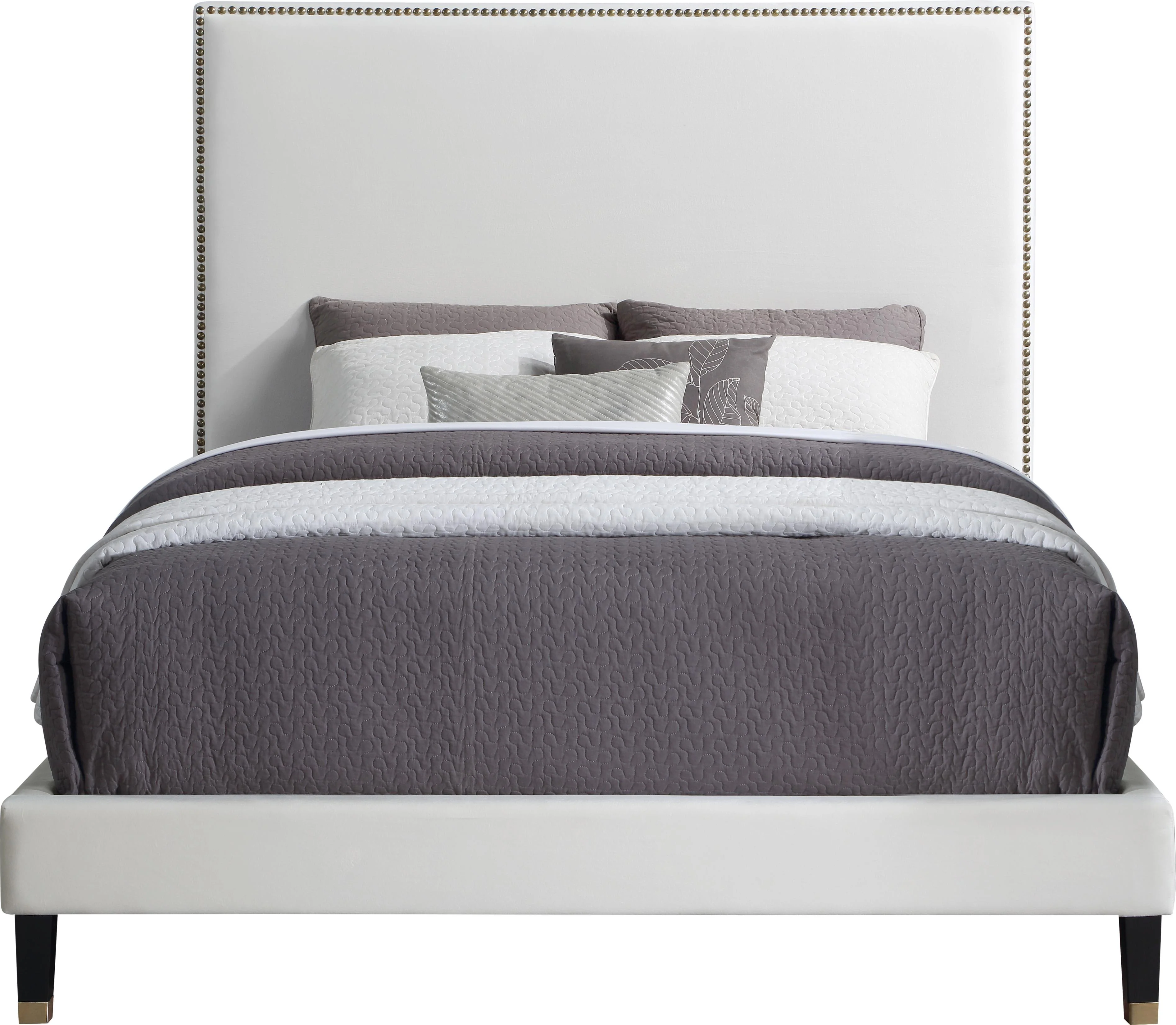 Harlie Cream Velvet King Bed - Image 3