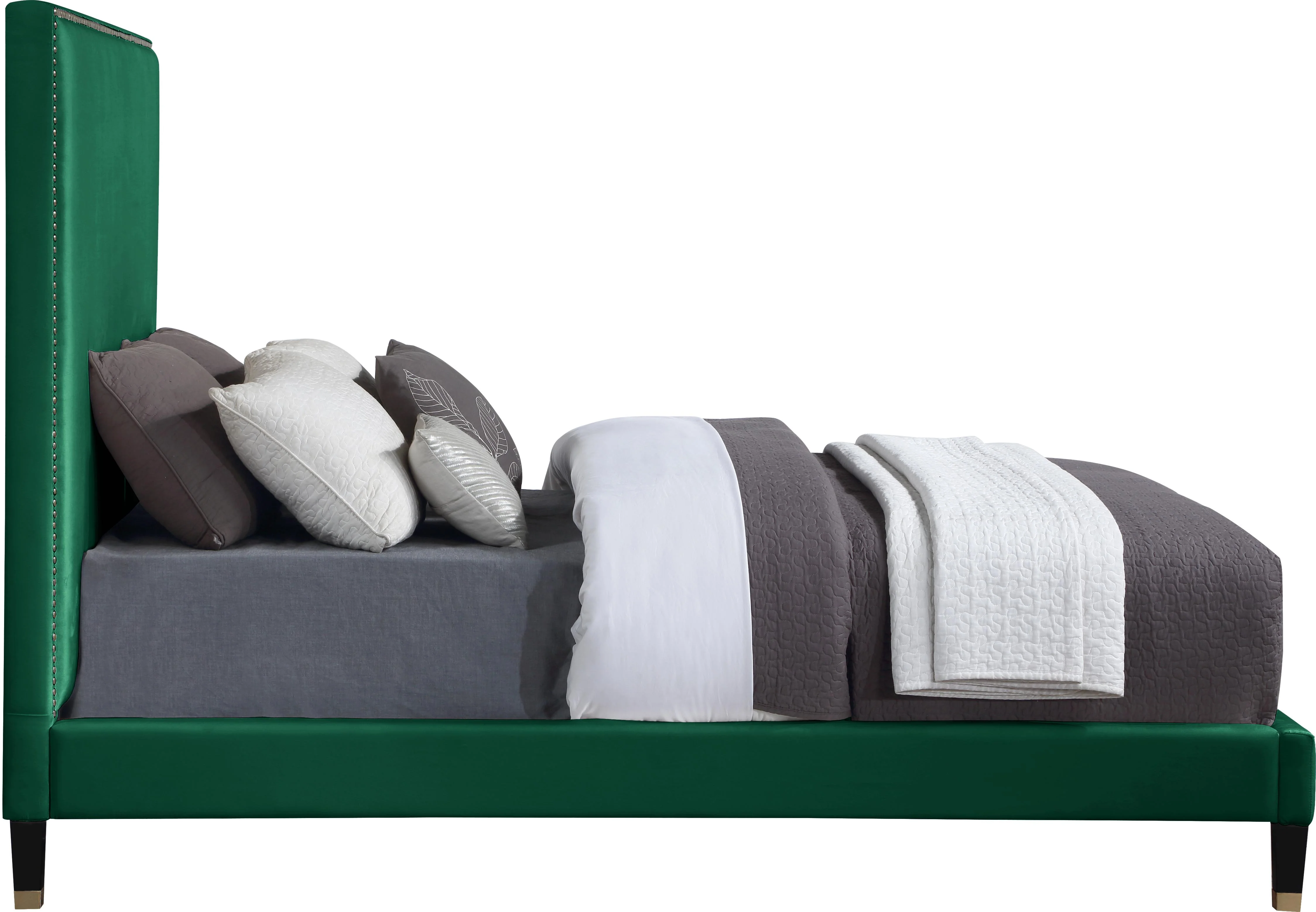 Harlie Green Velvet Full Bed - Image 4