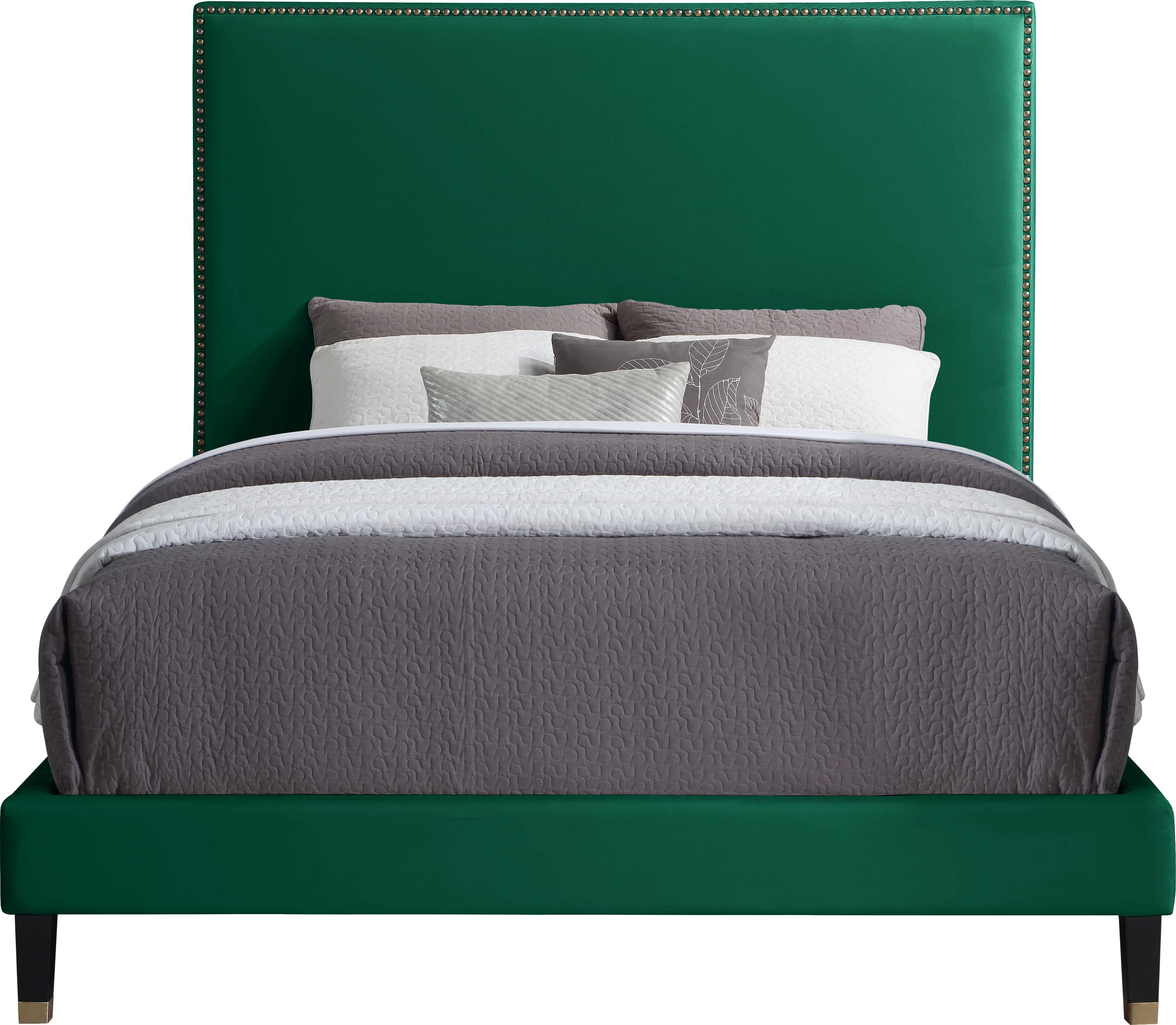 Harlie Green Velvet King Bed - Image 3