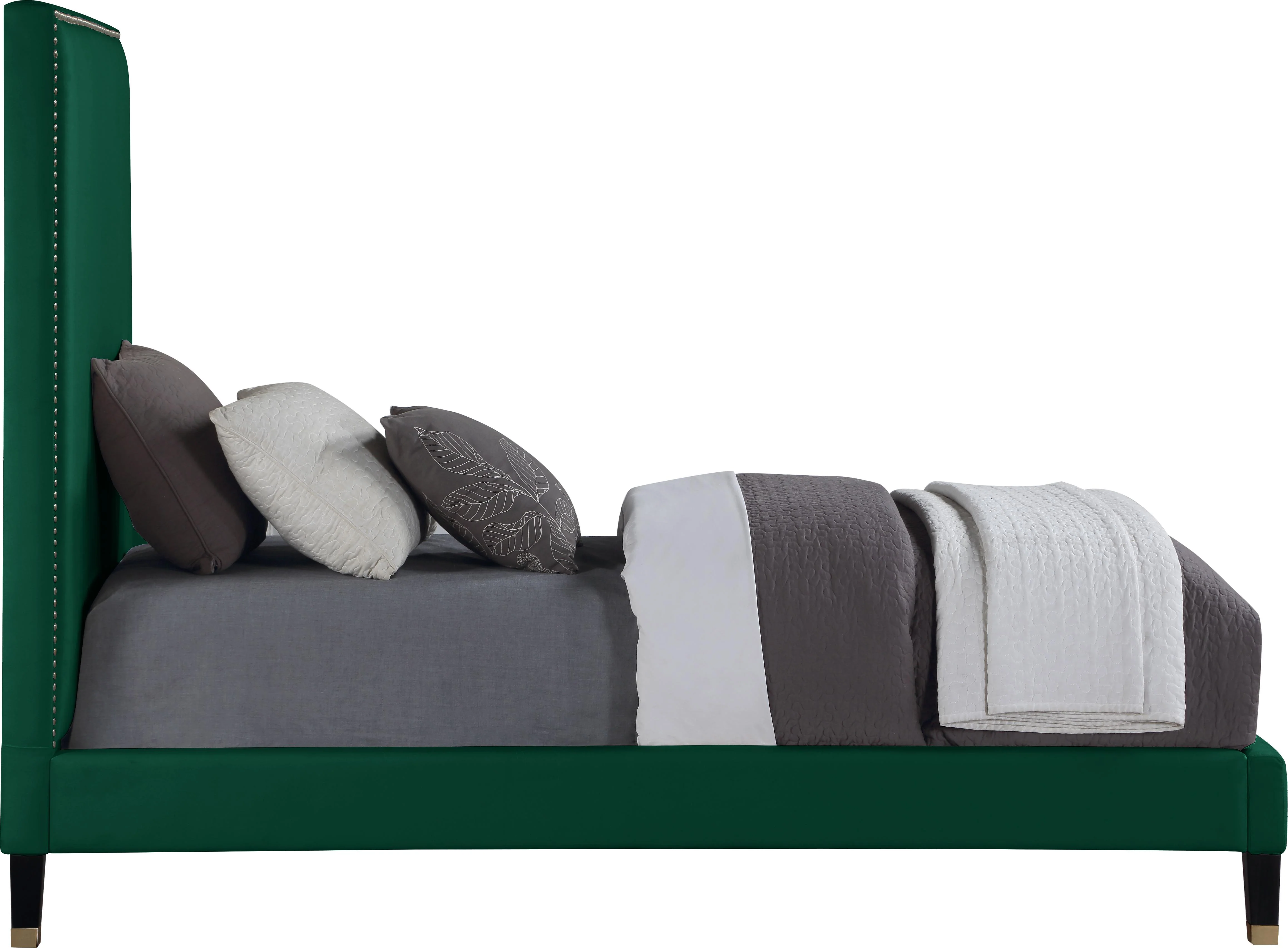 Harlie Green Velvet Twin Bed - Image 4