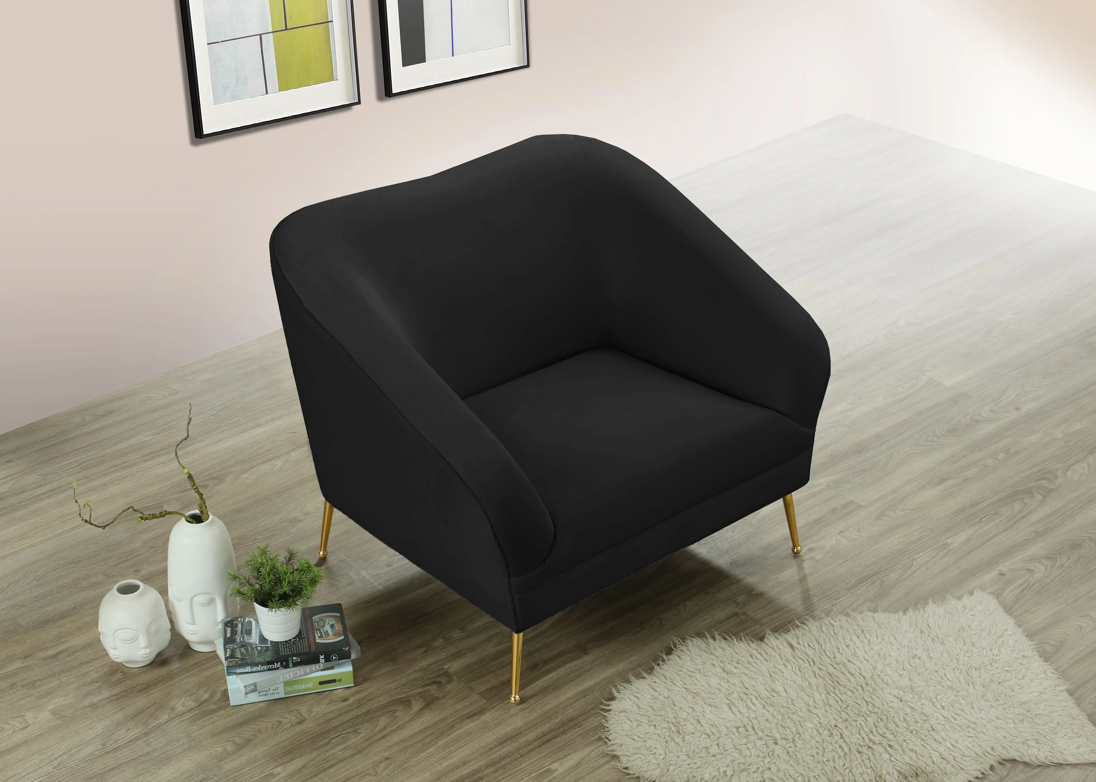 Hermosa Black Velvet Chair - Image 7
