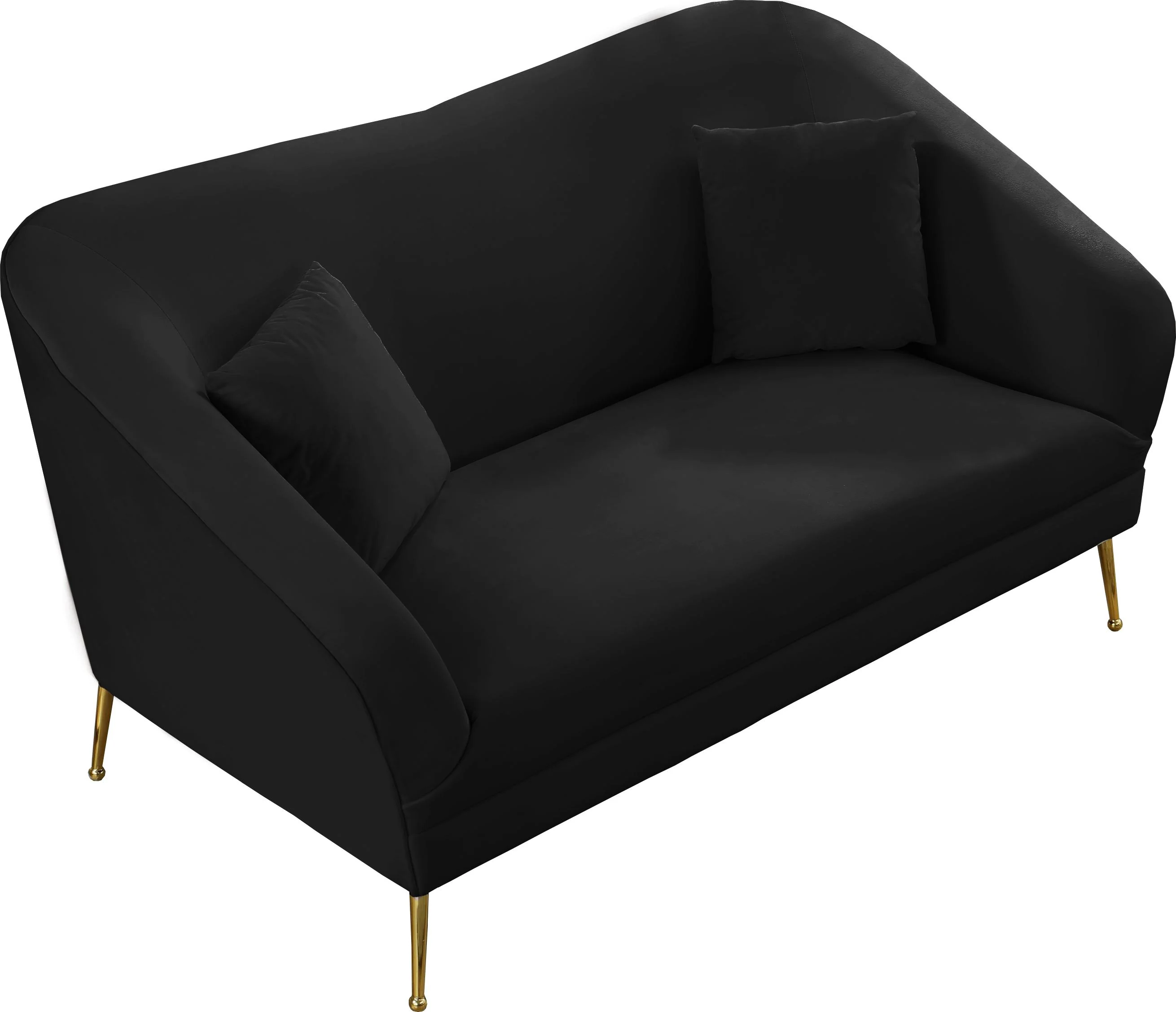 Hermosa Black Velvet Loveseat - Image 6