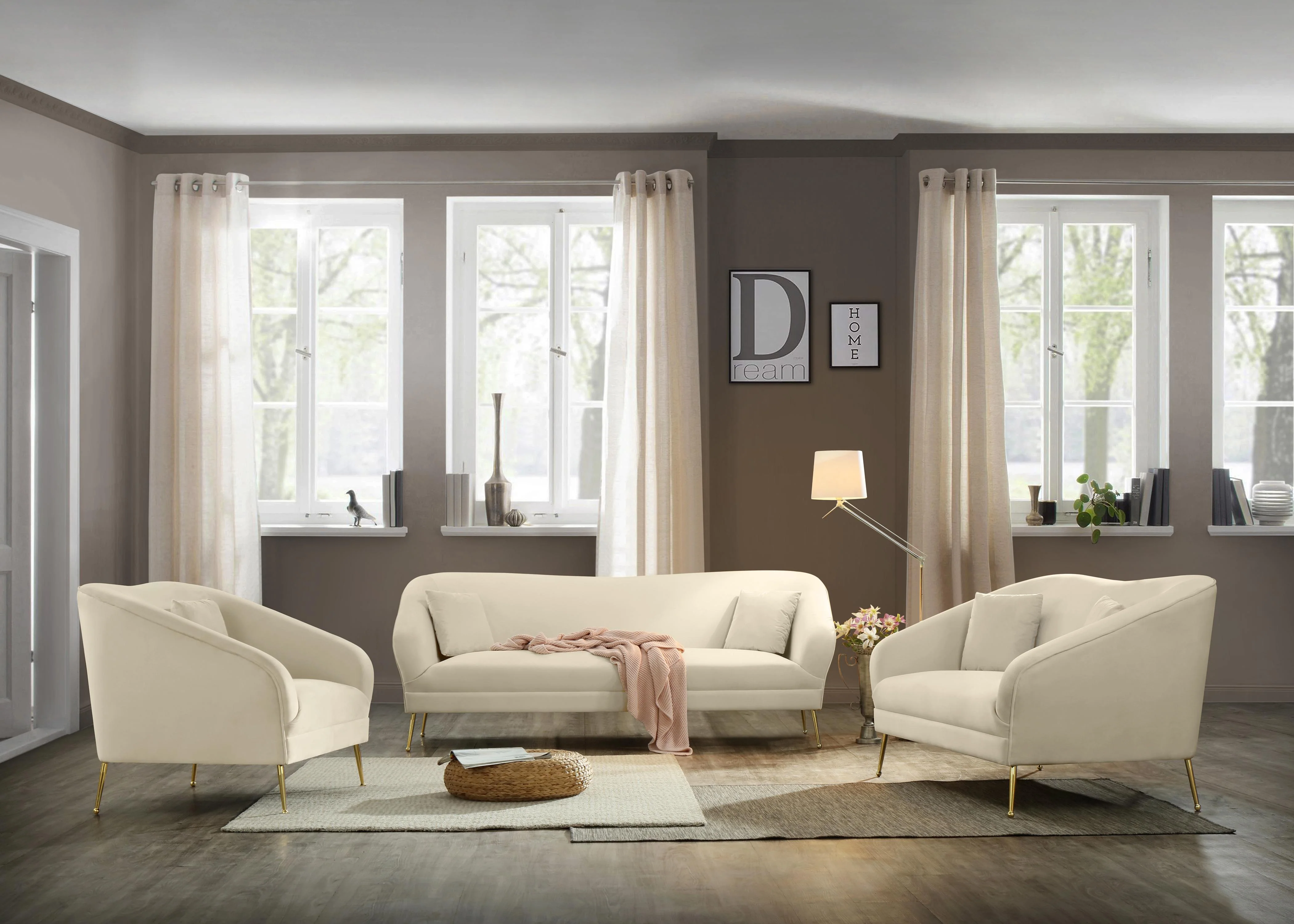 Hermosa Cream Velvet Chair - Image 5