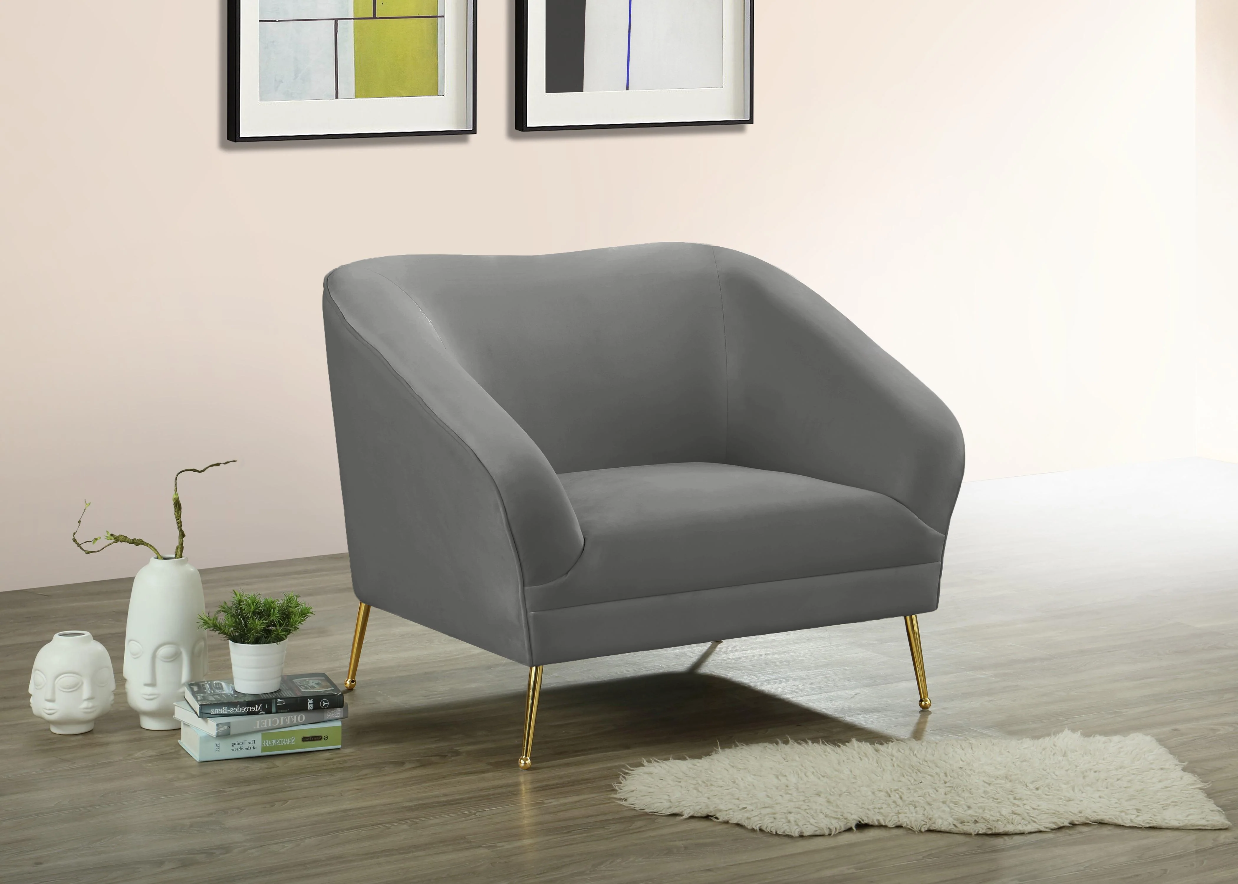 Hermosa Grey Velvet Chair - Image 2